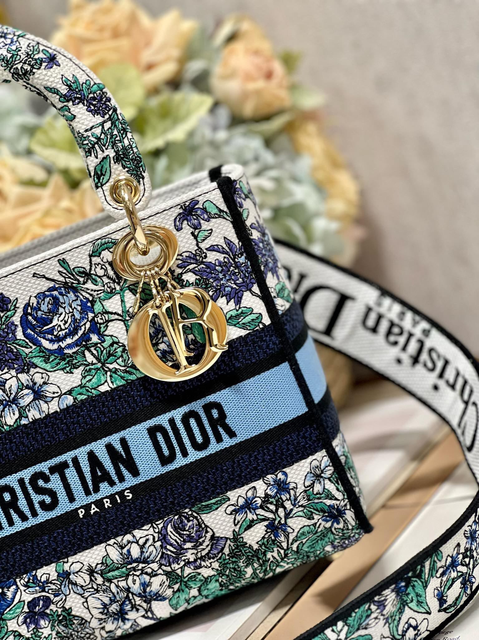 CD Butterfly Love Flower Blue 24 Lady Dior Bag Canvas 336667 mysite