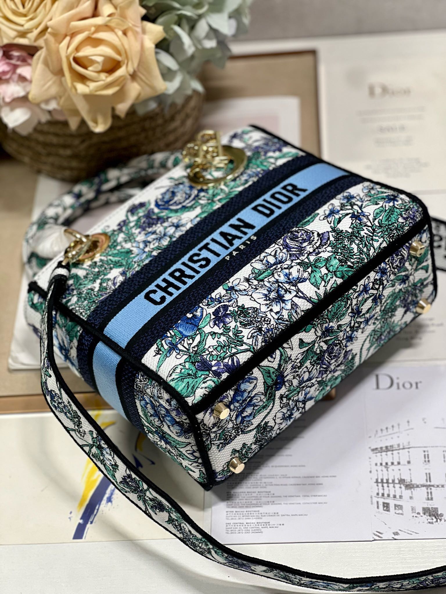 CD Butterfly Love Flower Blue 24 Lady Dior Bag Canvas 336667 mysite