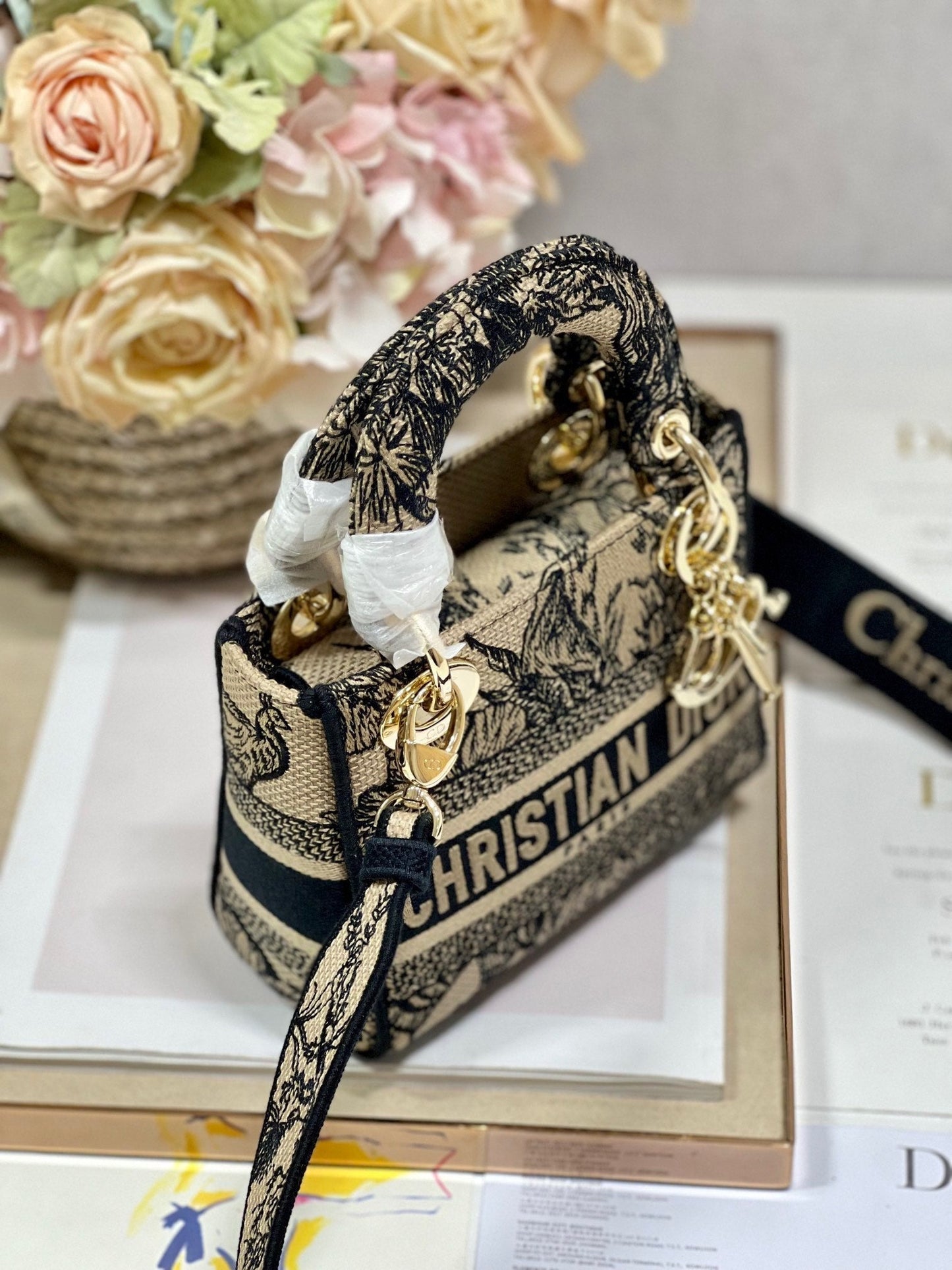 CD Elephant Apricot 17 Lady Dior Bag Canvas 336749 mysite