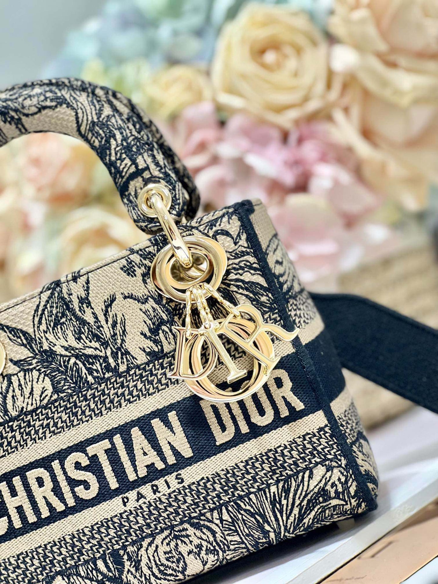 CD Elephant Apricot 17 Lady Dior Bag Canvas 336749 mysite