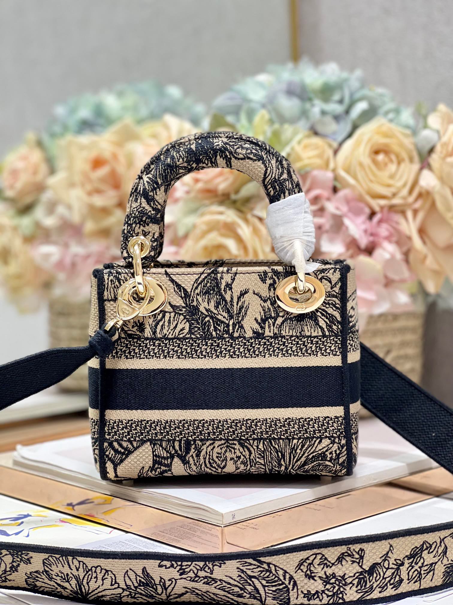 CD Elephant Apricot 17 Lady Dior Bag Canvas 336749 mysite