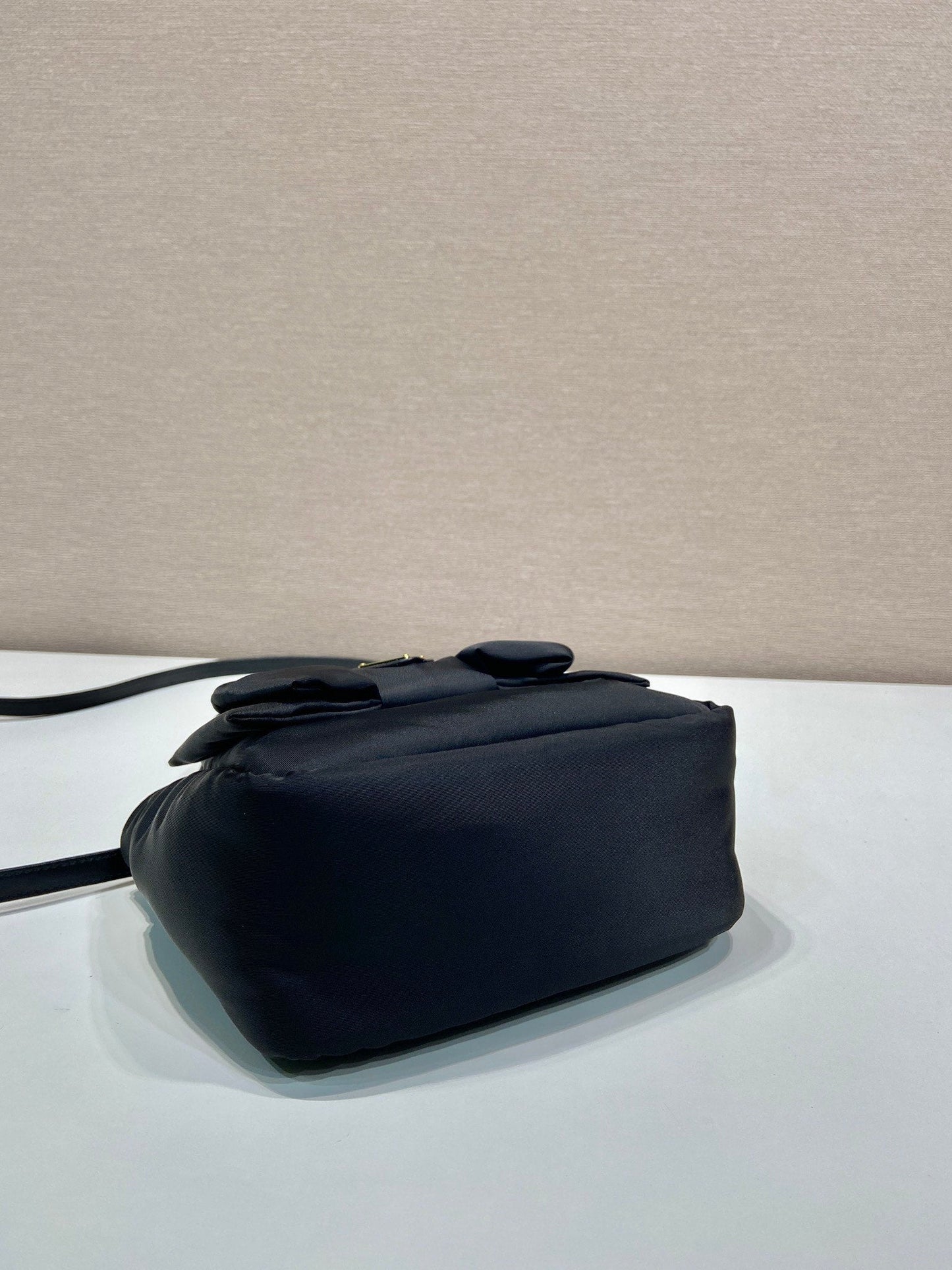 MINI BOW TOTE BAG 18 IN BLACK PADDED NYLON FABRIC mysite