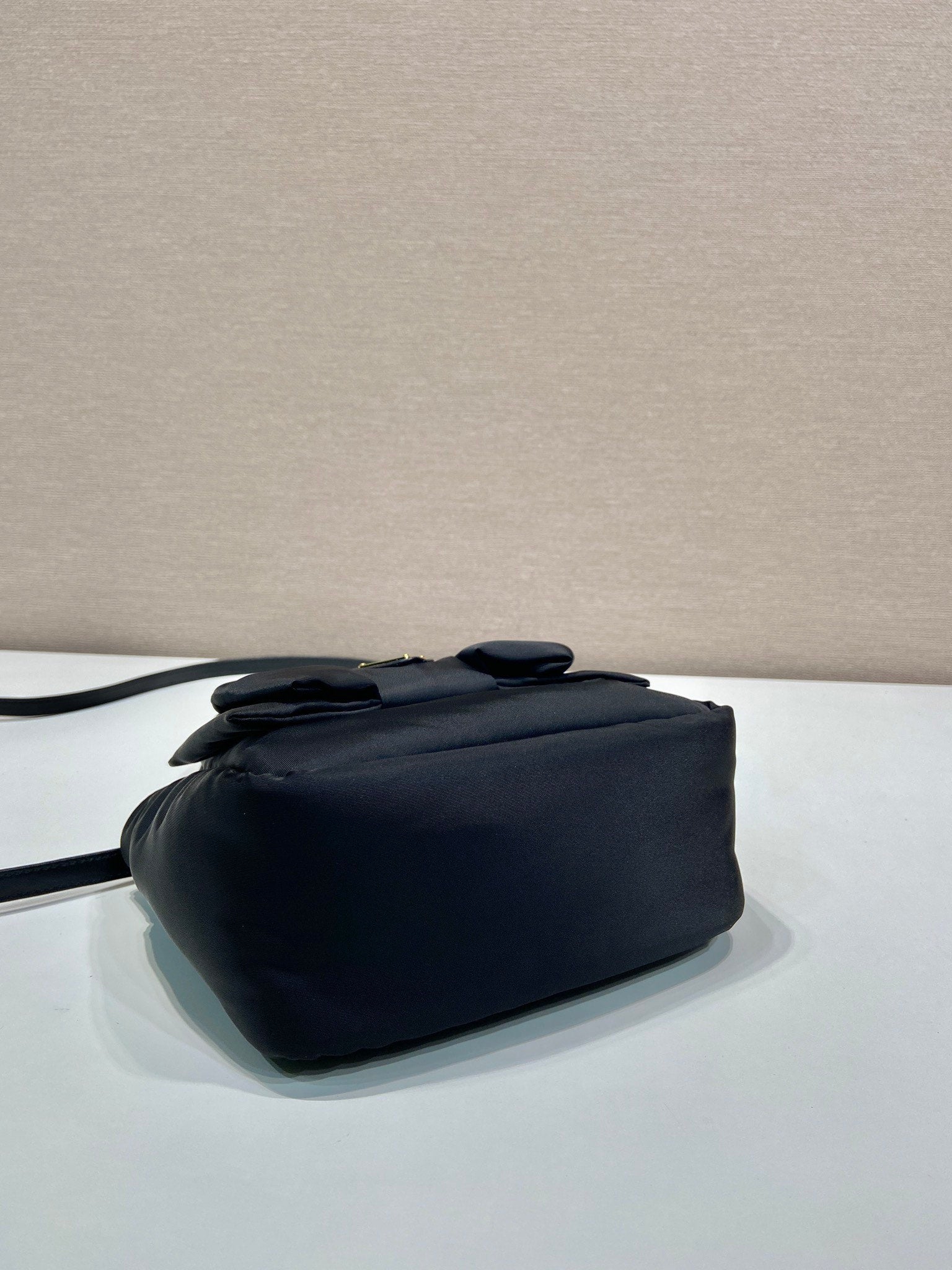 MINI BOW TOTE BAG 18 IN BLACK PADDED NYLON FABRIC mysite