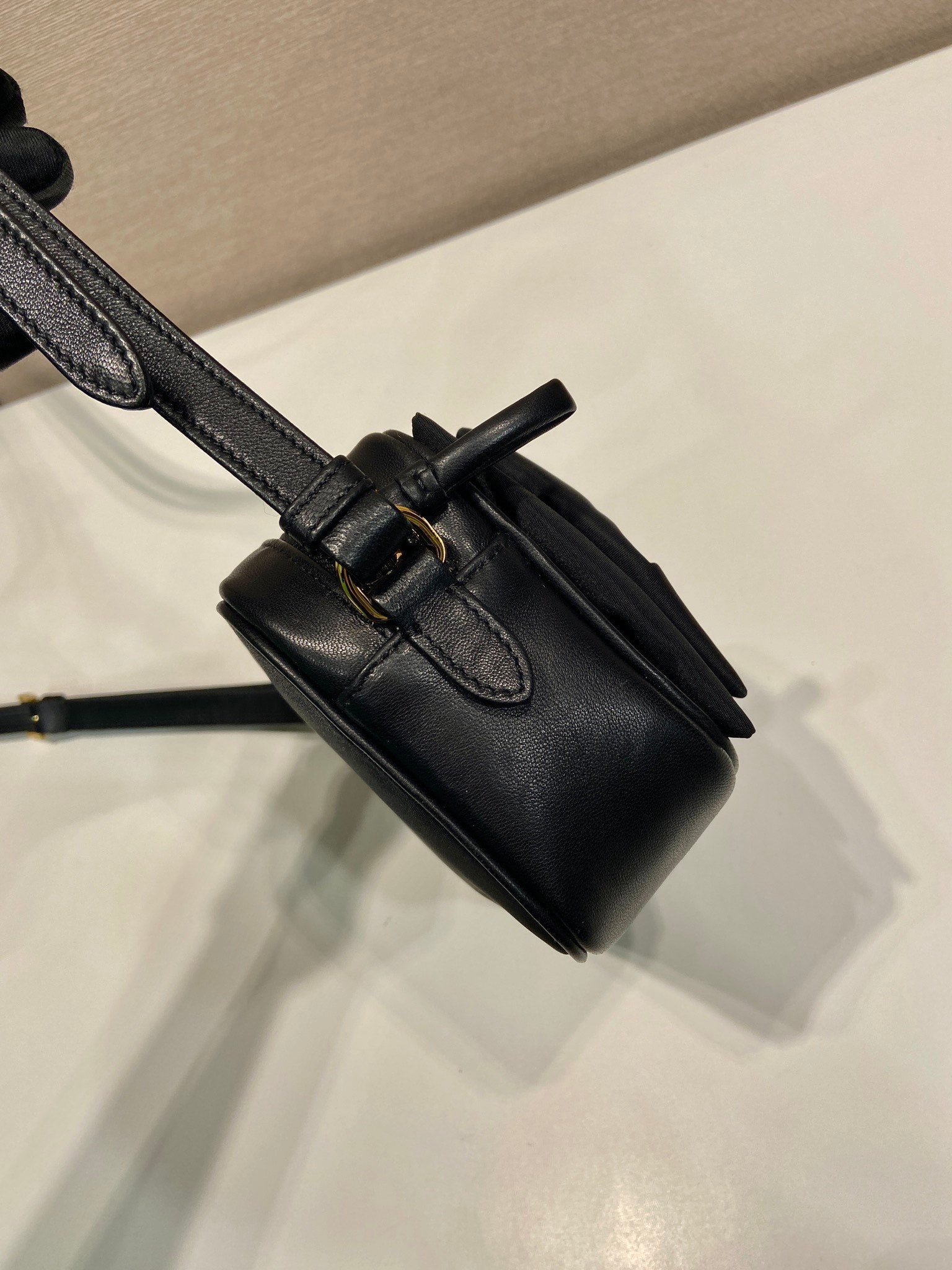 BOW BAG 18 IN BLACK RE-NYLON AND LAMBSKIN mysite