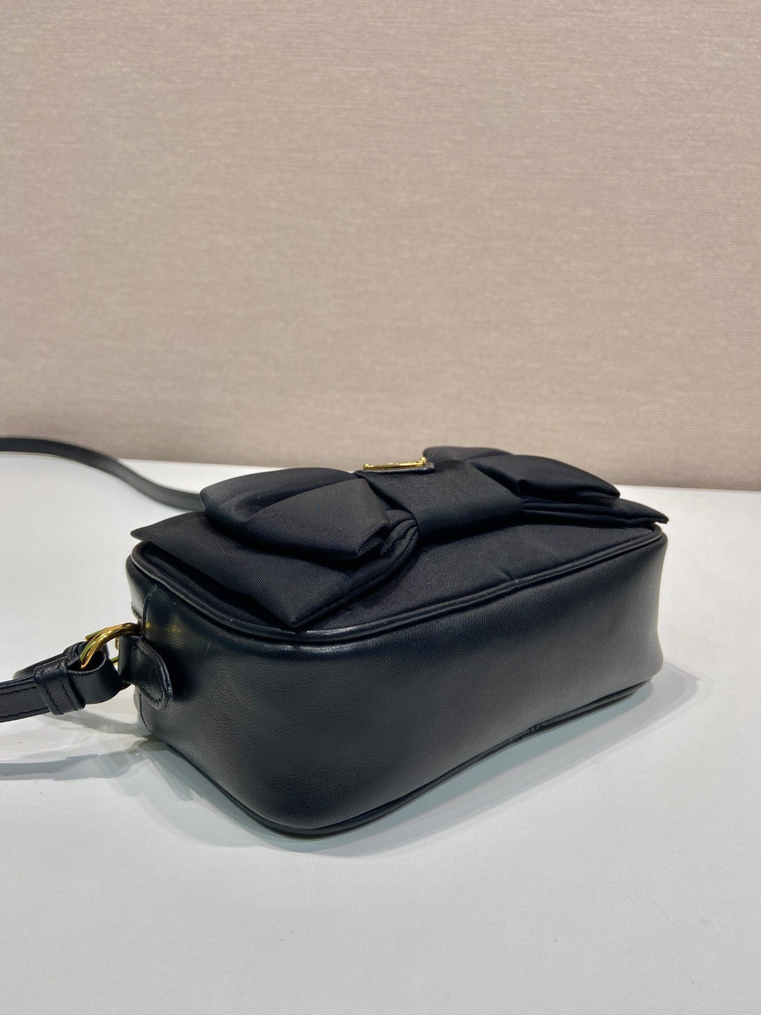 BOW BAG 18 IN BLACK RE-NYLON AND LAMBSKIN mysite
