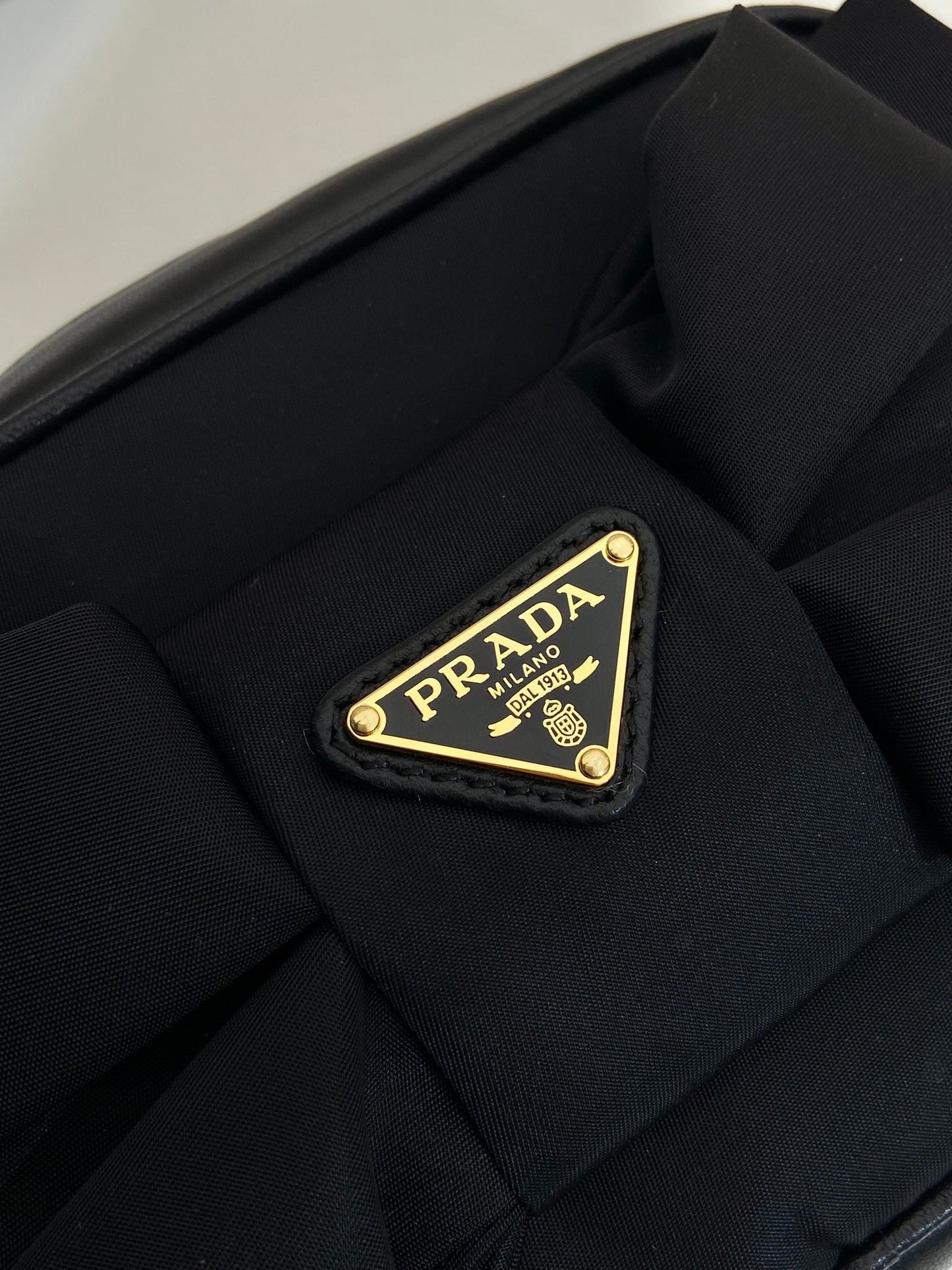 BOW BAG 18 IN BLACK RE-NYLON AND LAMBSKIN mysite