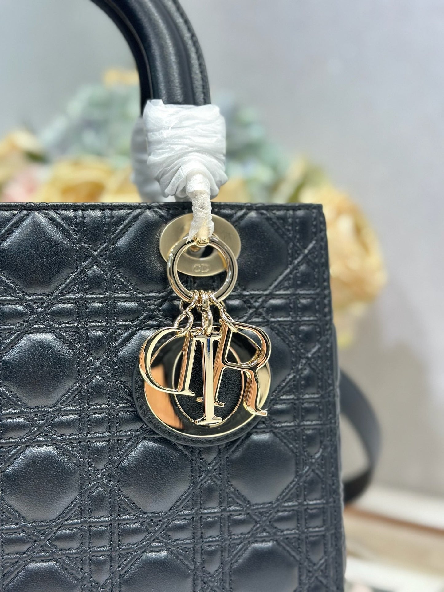 CD Medium Lady Dior 24 Bag Black Lambskin mysite