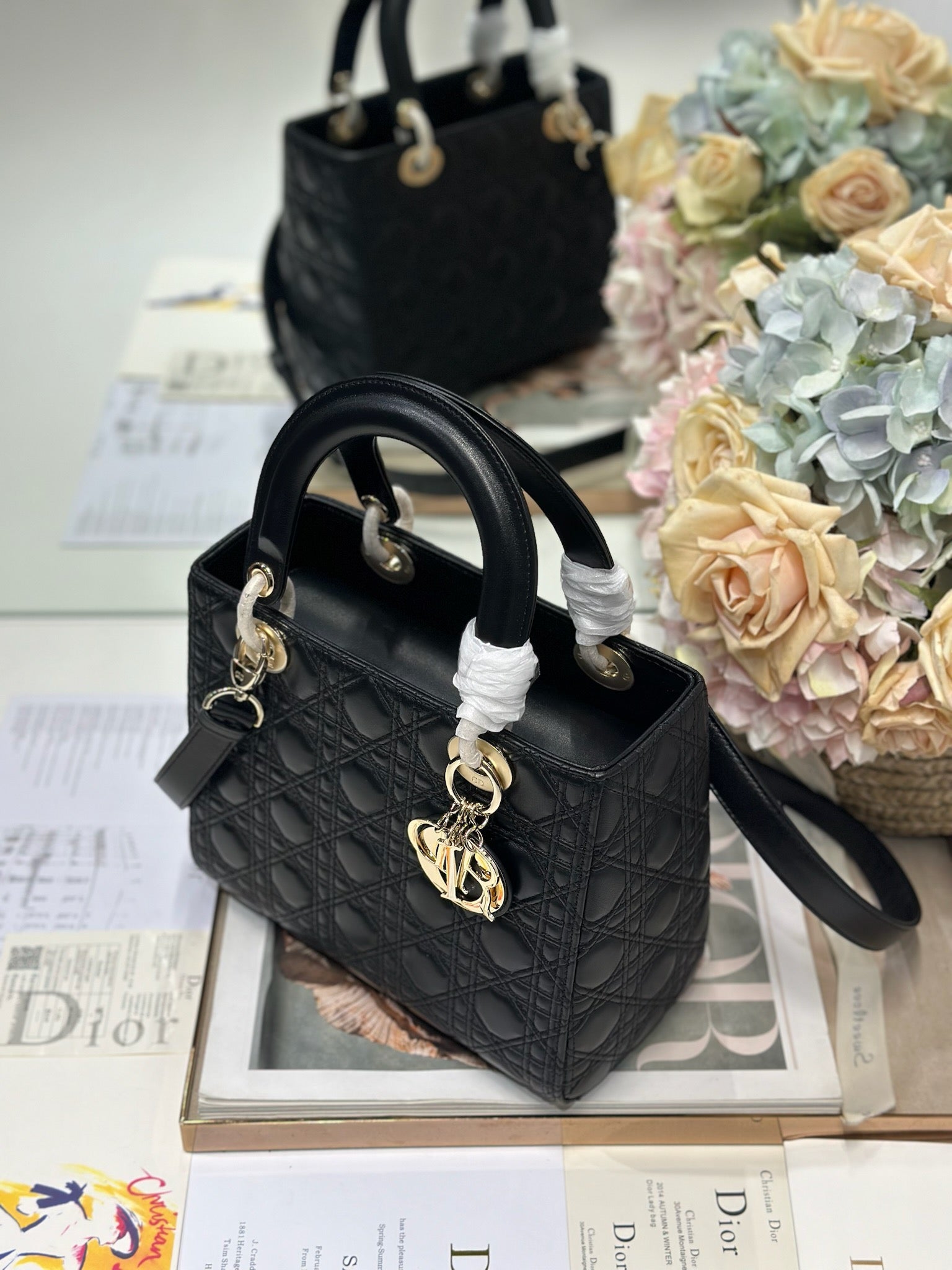 CD Medium Lady Dior 24 Bag Black Lambskin mysite