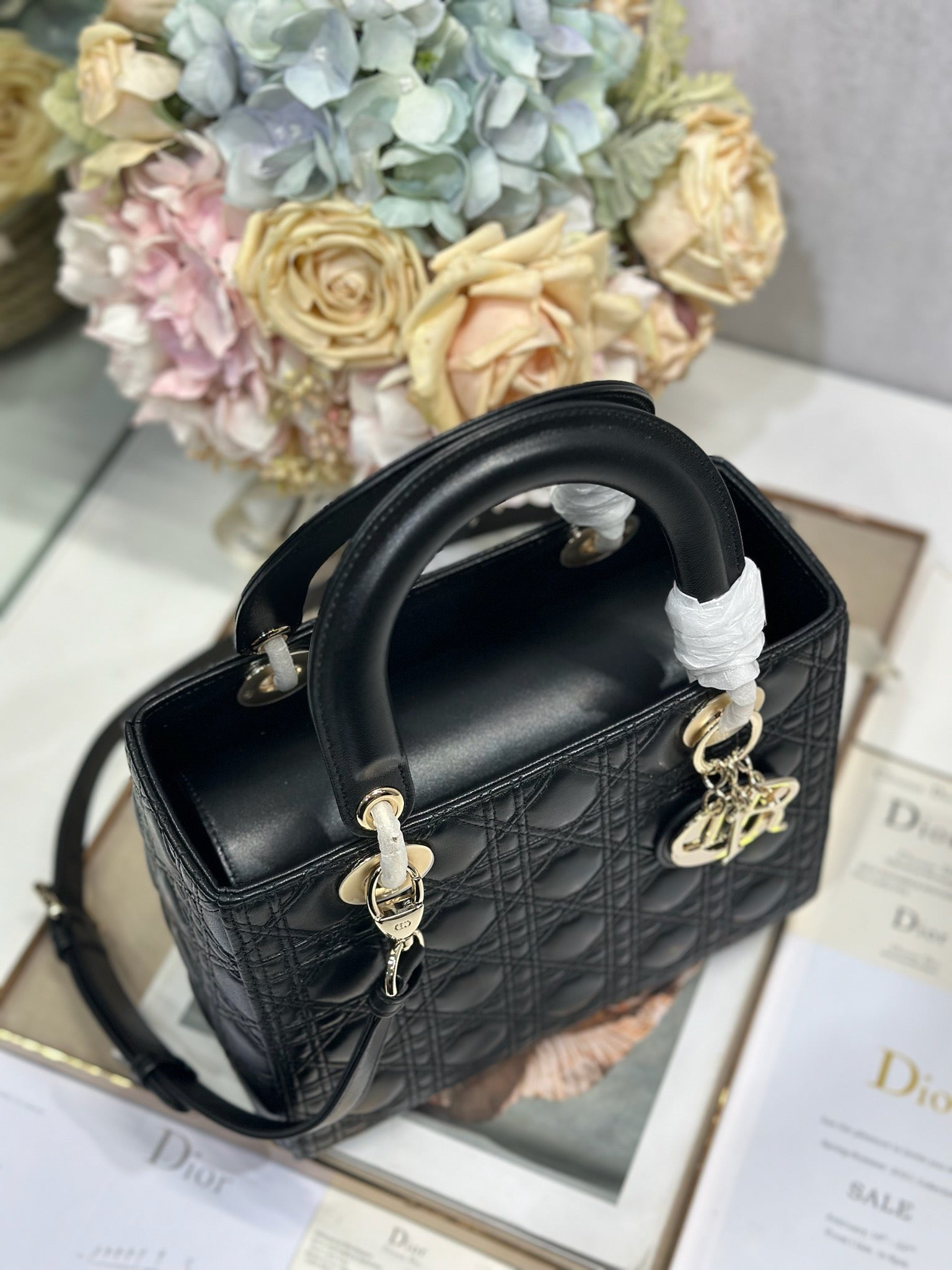 CD Medium Lady Dior 24 Bag Black Lambskin mysite