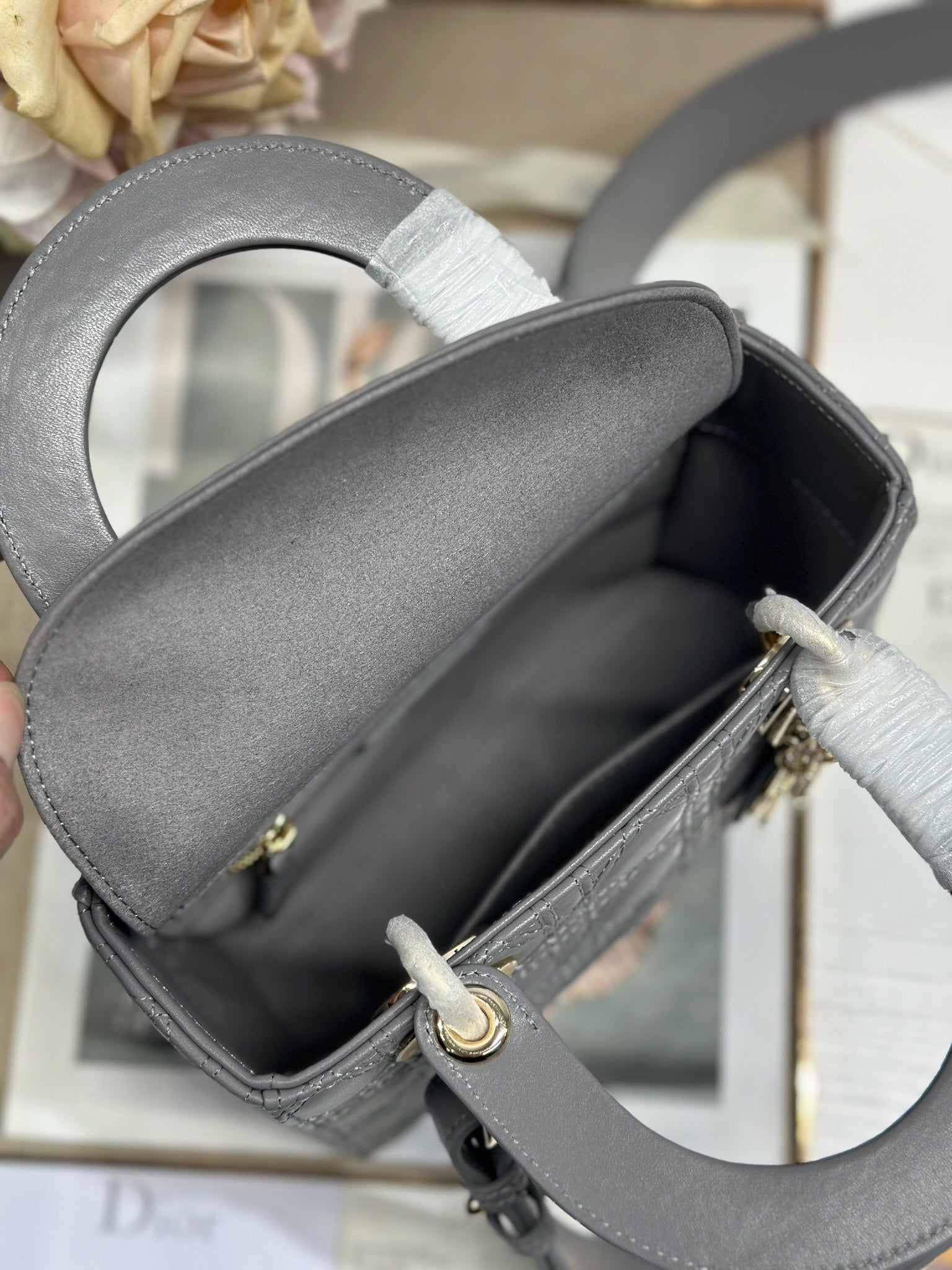 CD Lady Dior Bag Grey Lambskin mysite