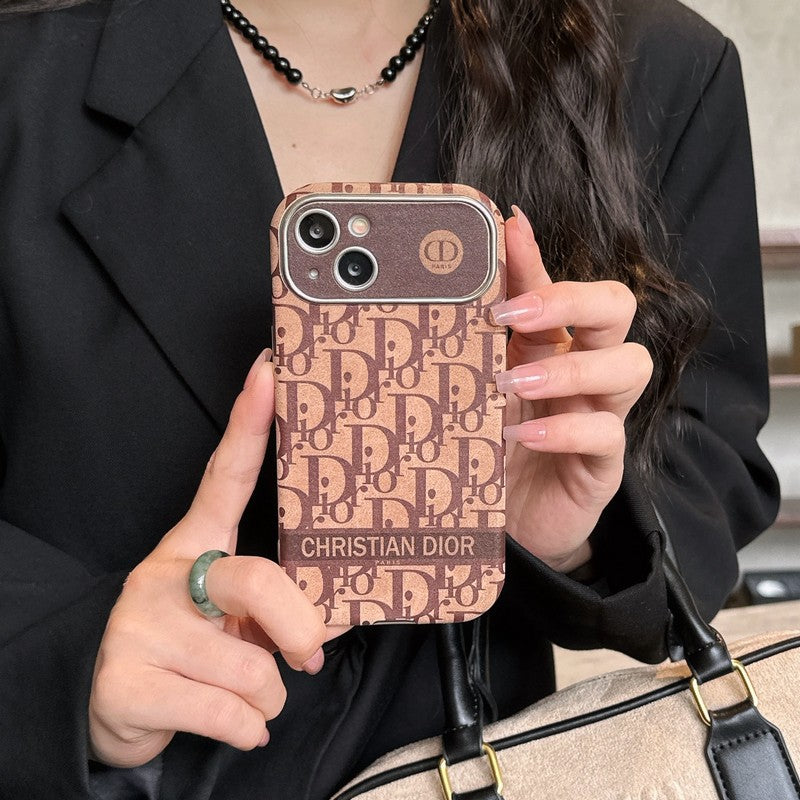 CD White & Brown Color Leather iPhone Case mysite