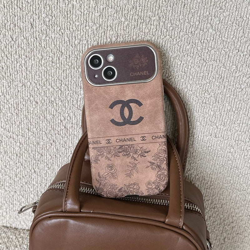 CC White & Brown Color Leather iPhone Case mysite