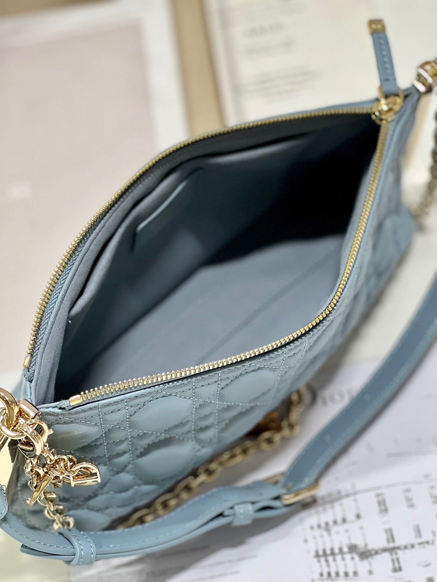 CD Dior Club Handbag Cloud Blue Lambskin 336789 mysite