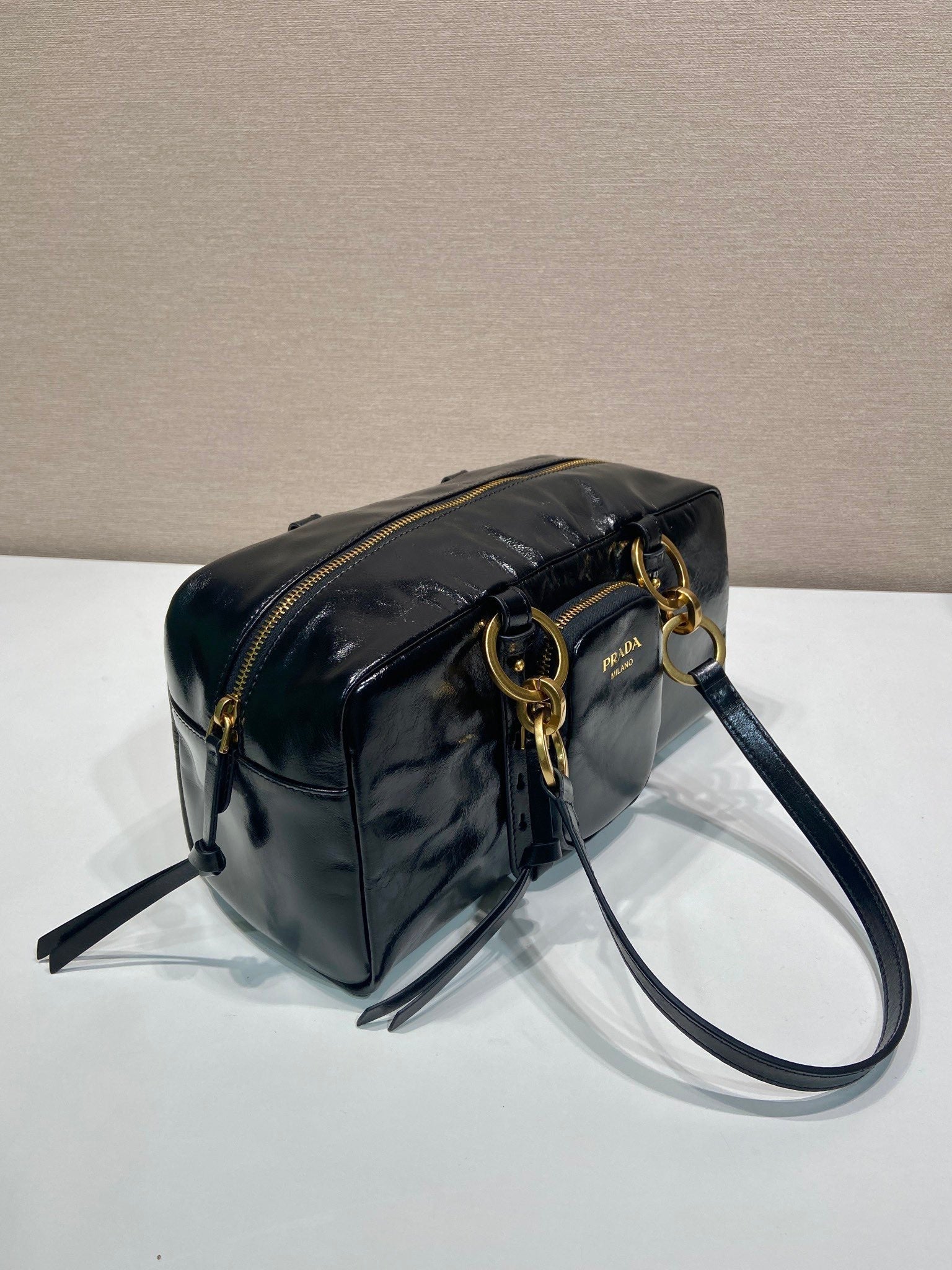 LARGE RECTANGULAR BAG 30 IN BLACK OIL WAX LAMBSKIN GOLD HARDWARE mysite