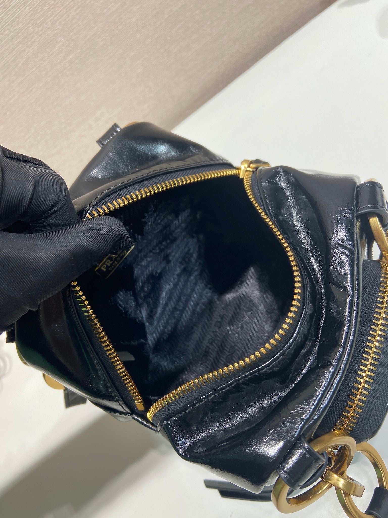 SMALL RECTANGULAR BAG 14 IN BLACK OIL WAX LAMBSKIN GOLD HARDWARE mysite