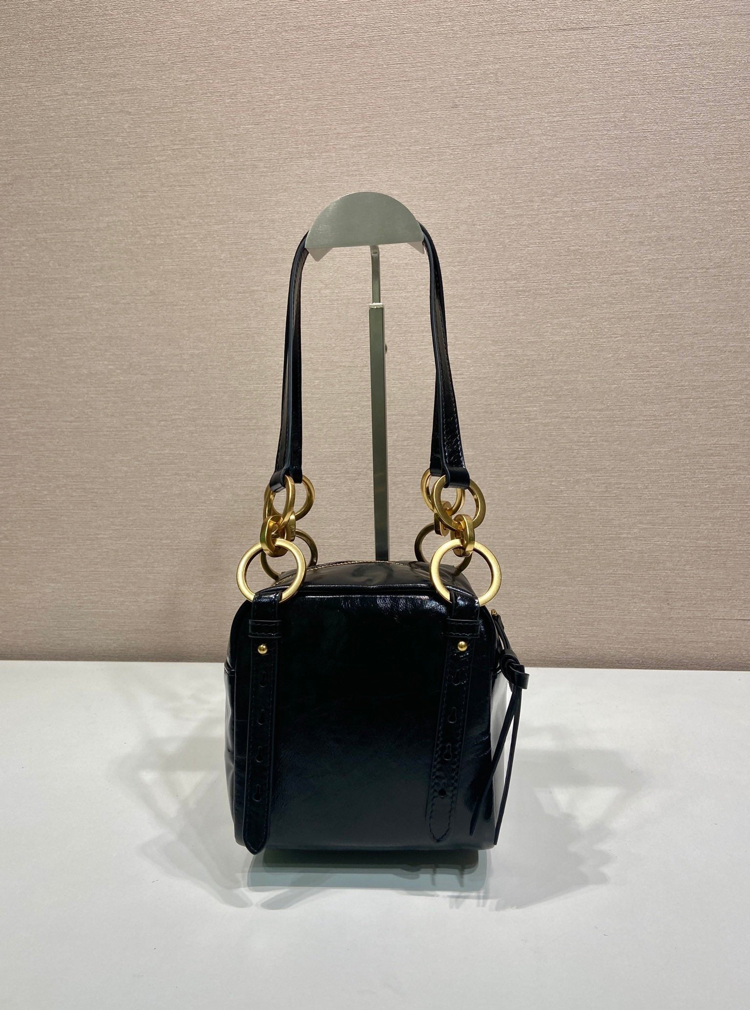 SMALL RECTANGULAR BAG 14 IN BLACK OIL WAX LAMBSKIN GOLD HARDWARE mysite