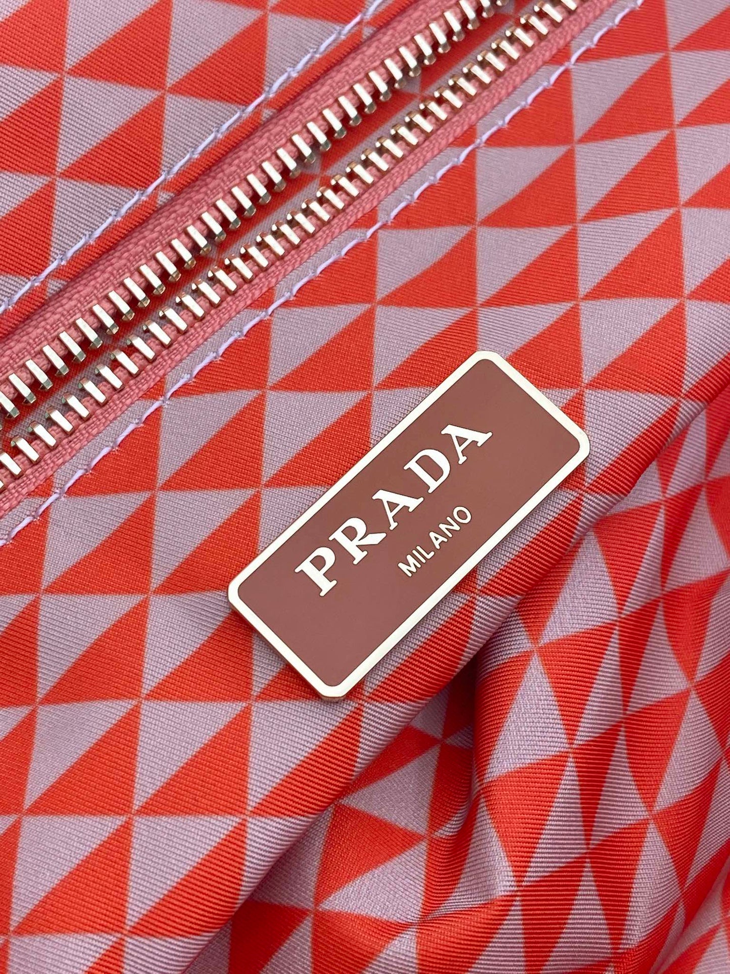 TOTE BAG 33 IN ORANGE MIX WHITE TRIANGLE PATTERN EMBROIDERED FABRIC mysite