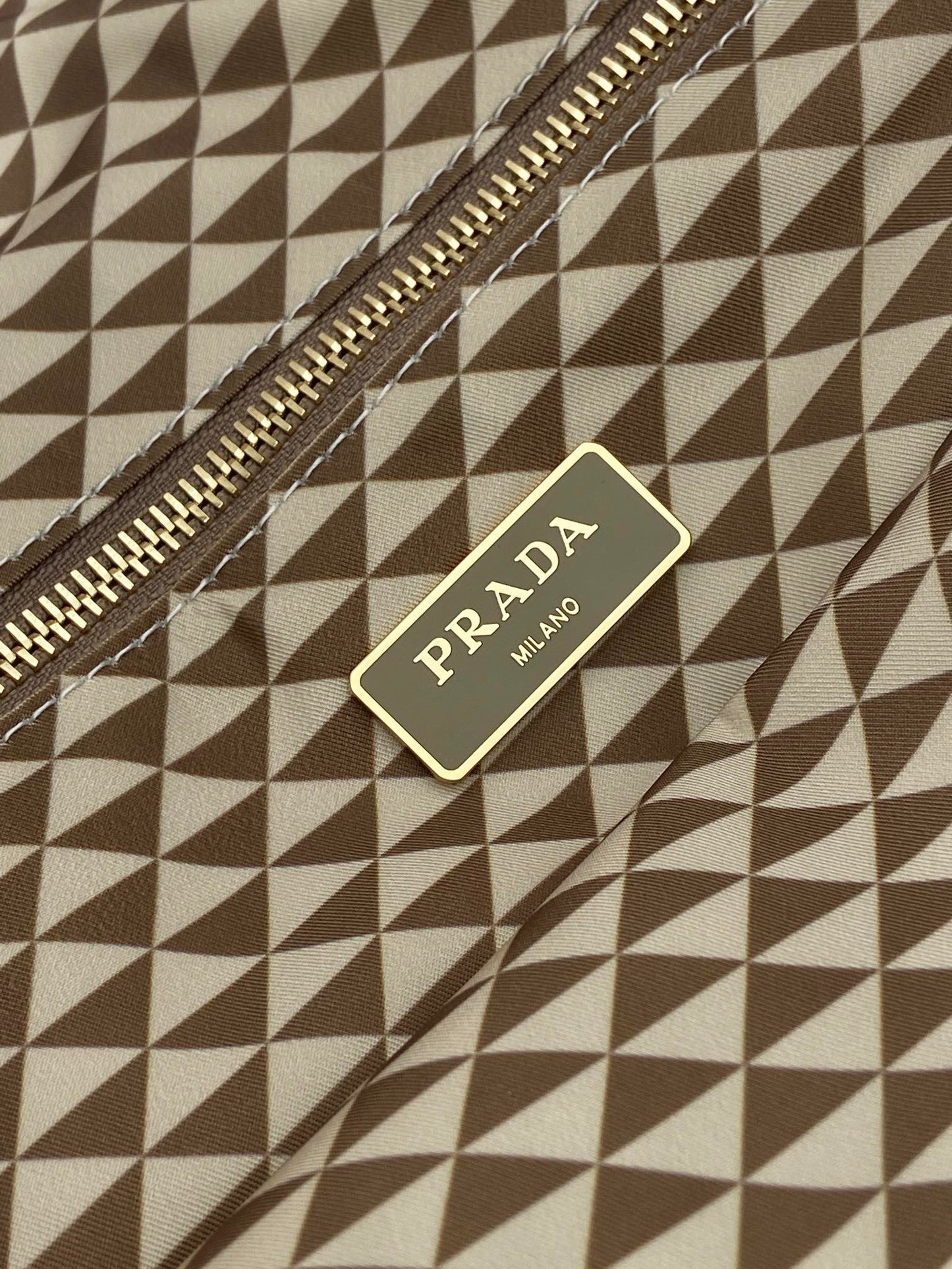 TOTE BAG 33 IN BROWN MIX CREAM TRIANGLE PATTERN EMBROIDERED FABRIC mysite