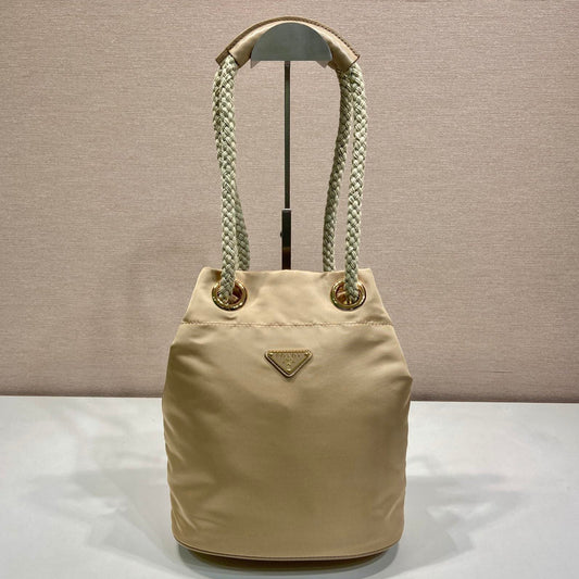 BUCKET BAG 28 IN BEIGE RE-NYLON GOLD LOGO mysite