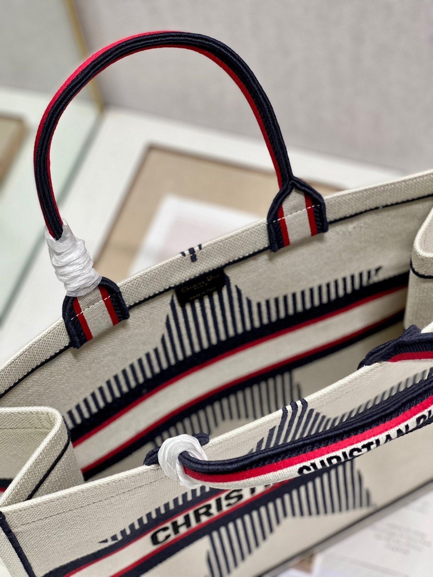 CD White five-pointed Star Book Tote 42cm Bag Canvas 336564 mysite