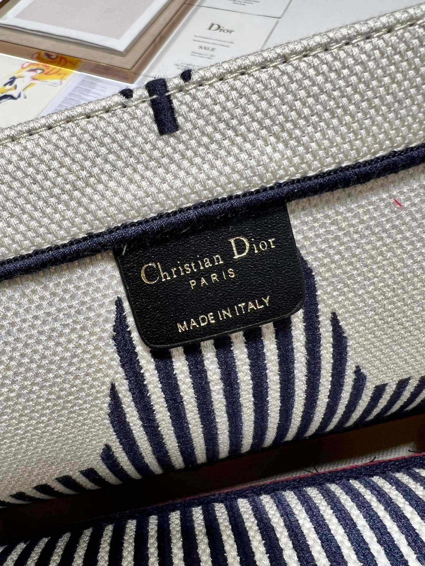 CD White five-pointed Star Book Tote 42cm Bag Canvas 336564 mysite