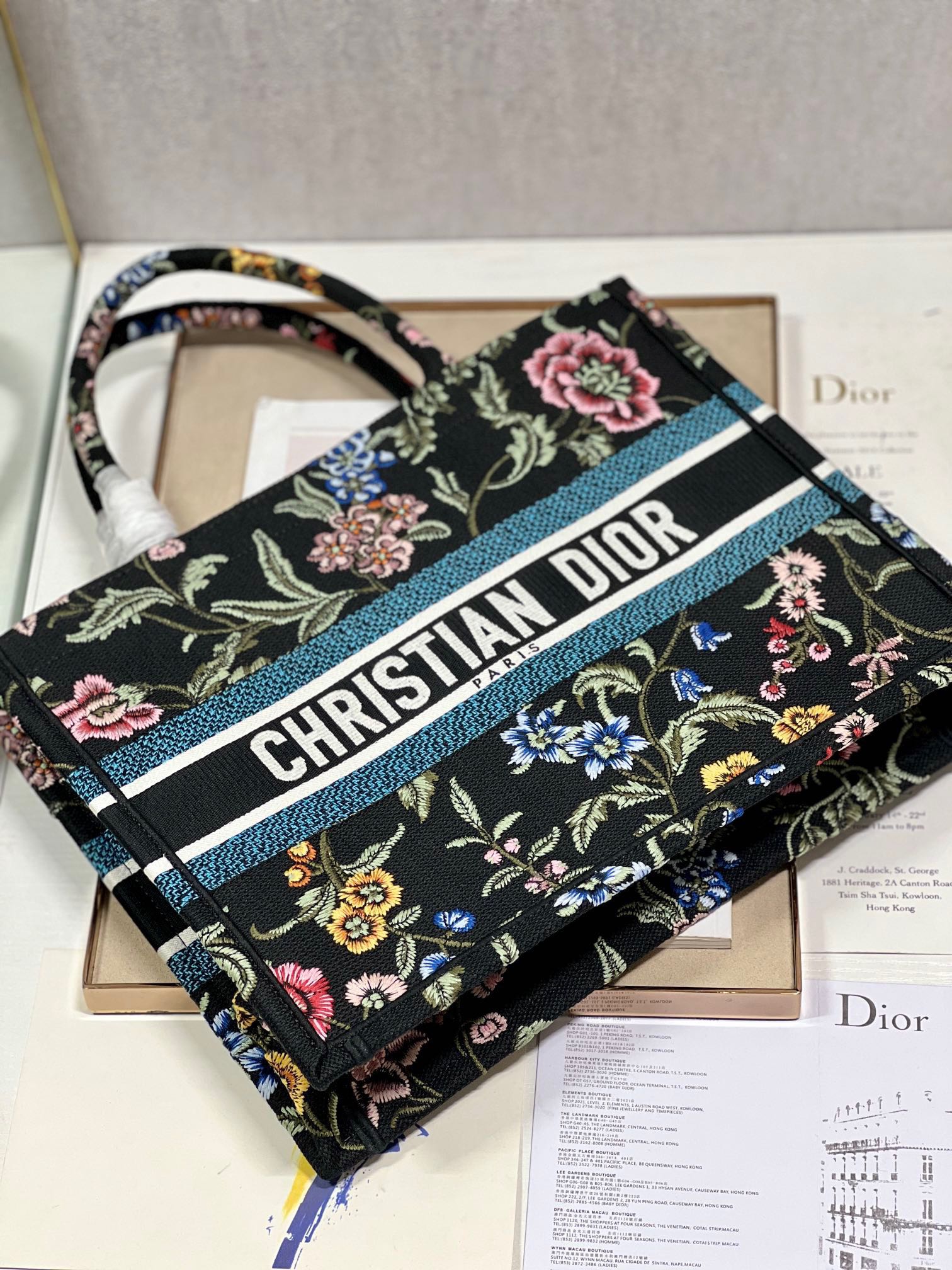 CD Flower Black Book Tote 36 Bag Canvas 336555 mysite