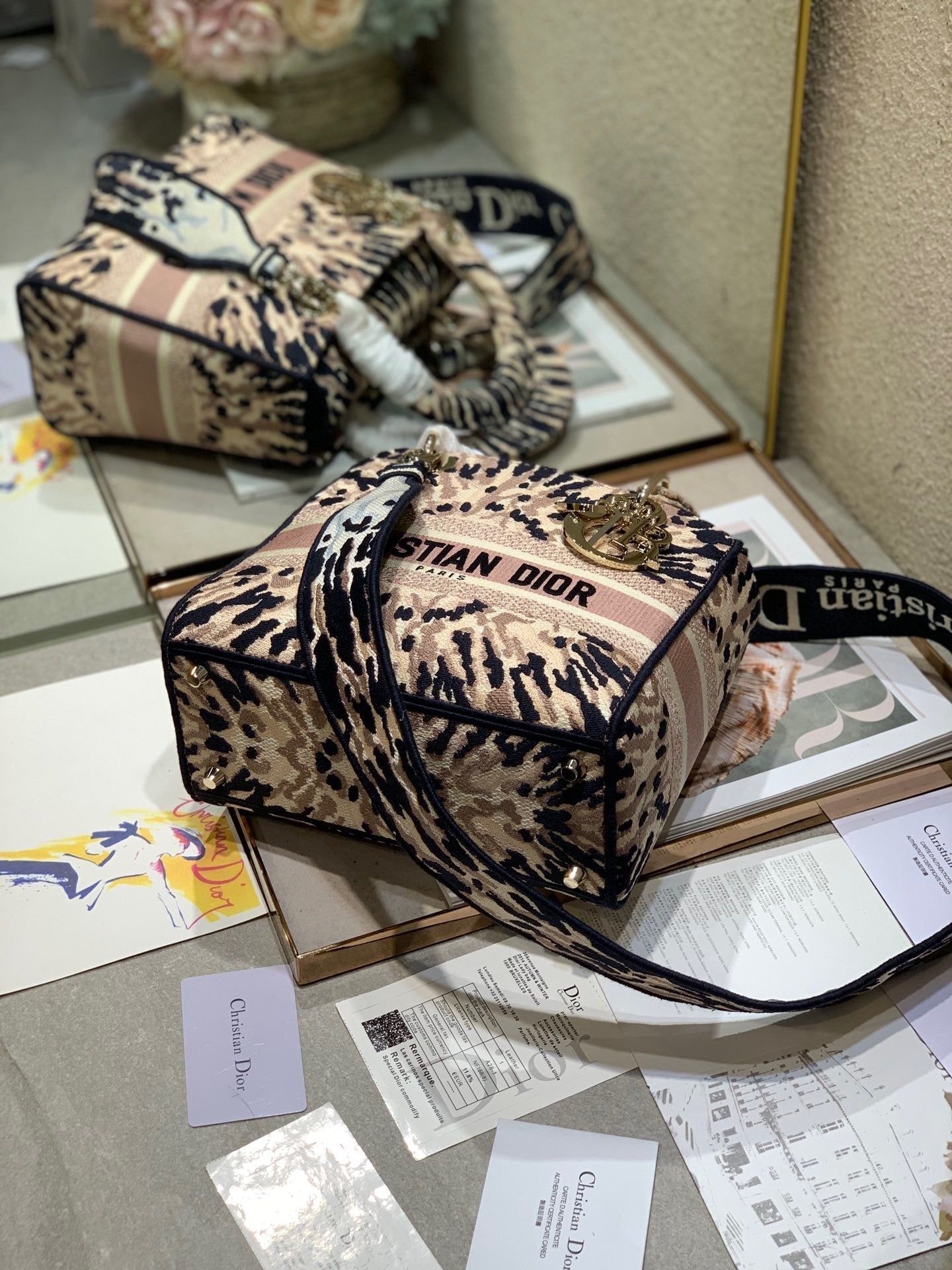 CD Fireworks Pink 24 Lady Dior Bag Canvas 336730 mysite