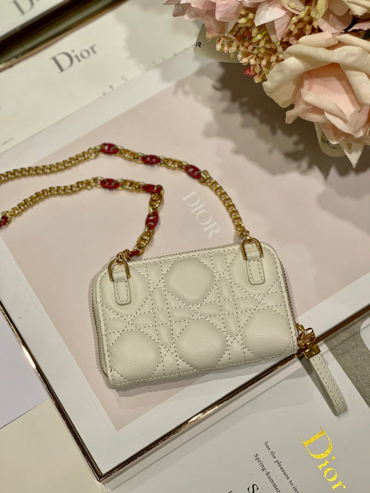 CD Mini Dior Caro Zip Clutch Ivory Calfskin 336786 mysite