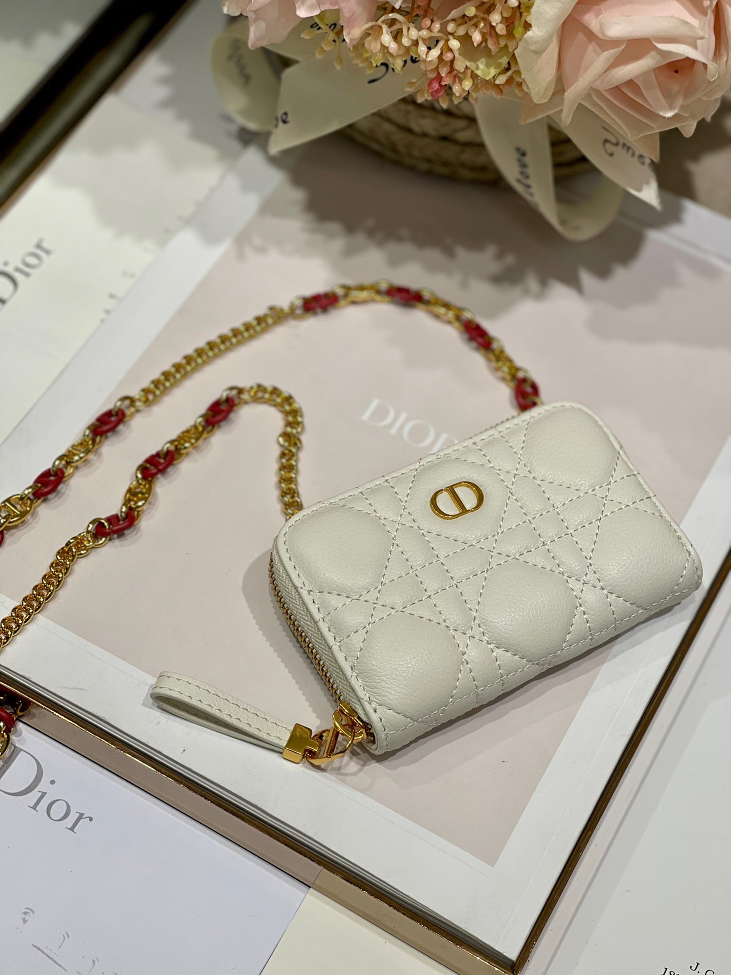 CD Mini Dior Caro Zip Clutch Ivory Calfskin 336786 mysite