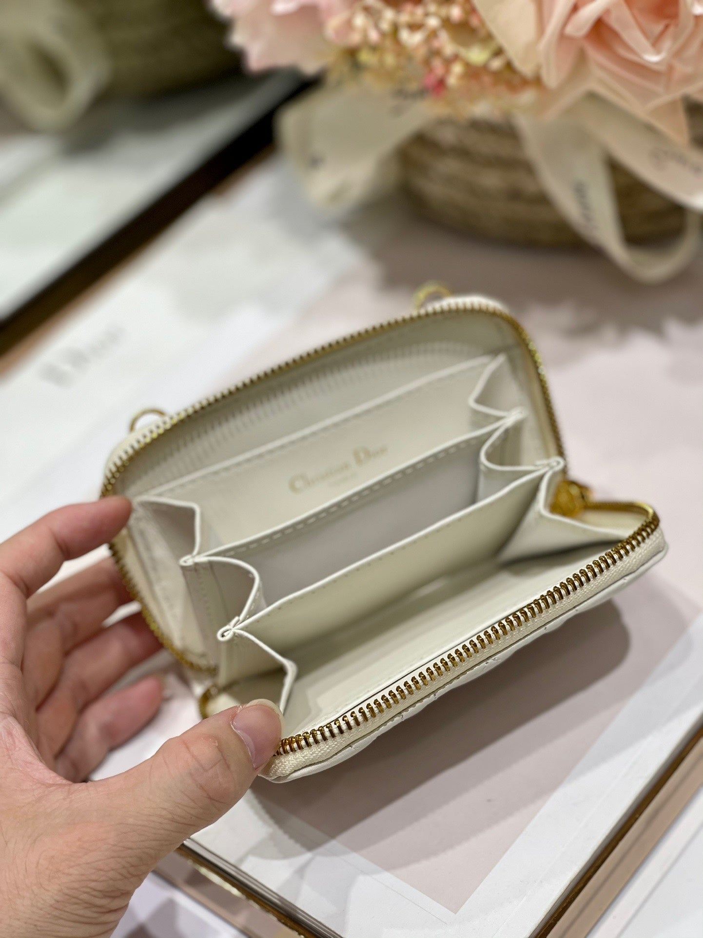 CD Mini Dior Caro Zip Clutch Ivory Calfskin 336786 mysite