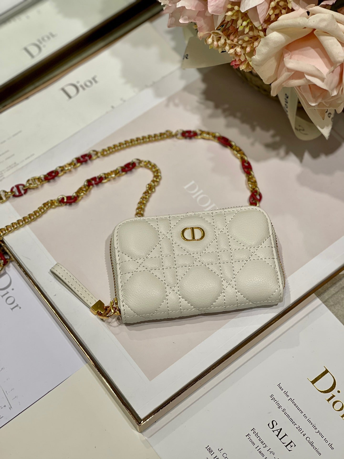 CD Mini Dior Caro Zip Clutch Ivory Calfskin 336786 mysite