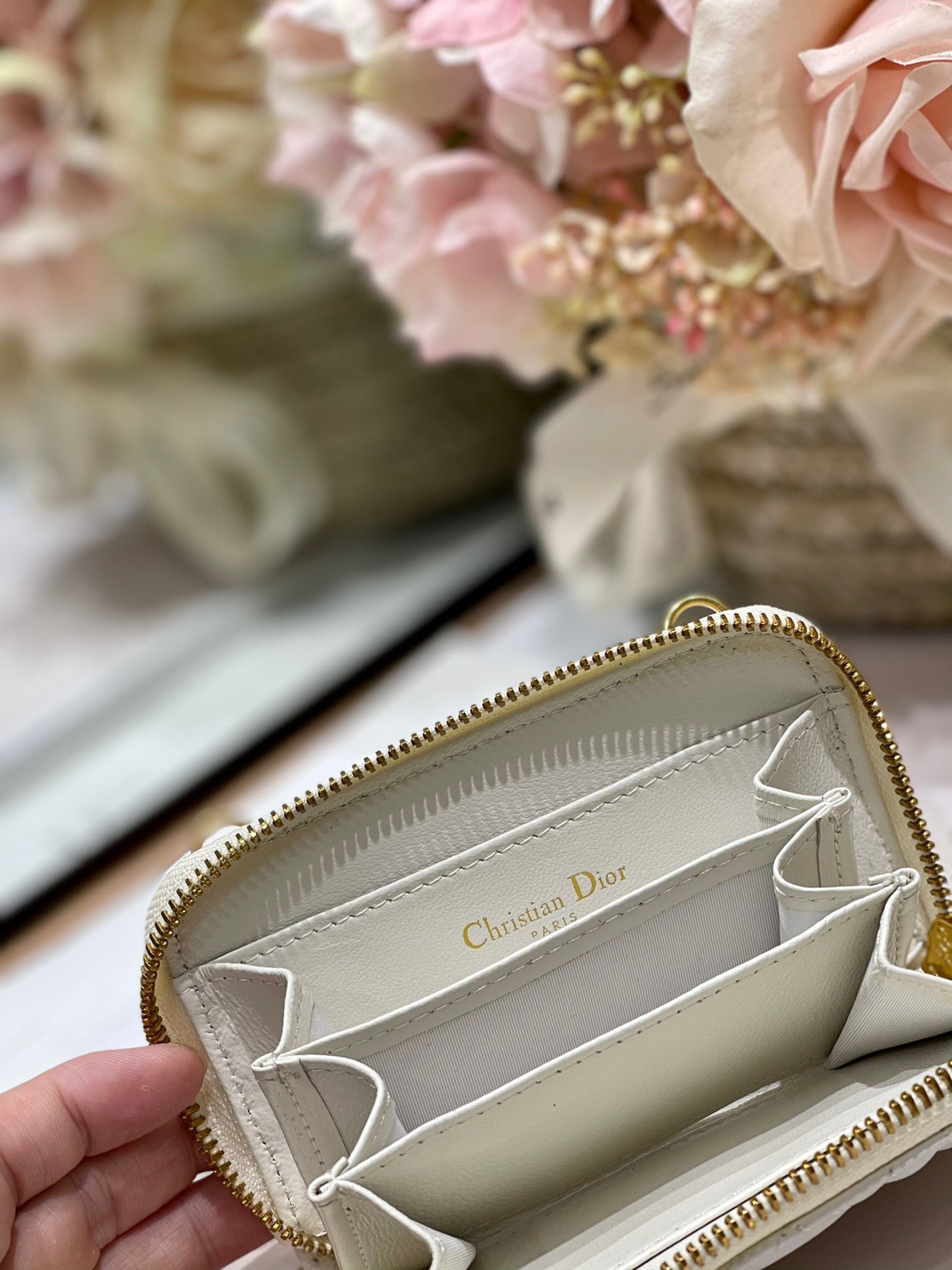 CD Mini Dior Caro Zip Clutch Ivory Calfskin 336786 mysite