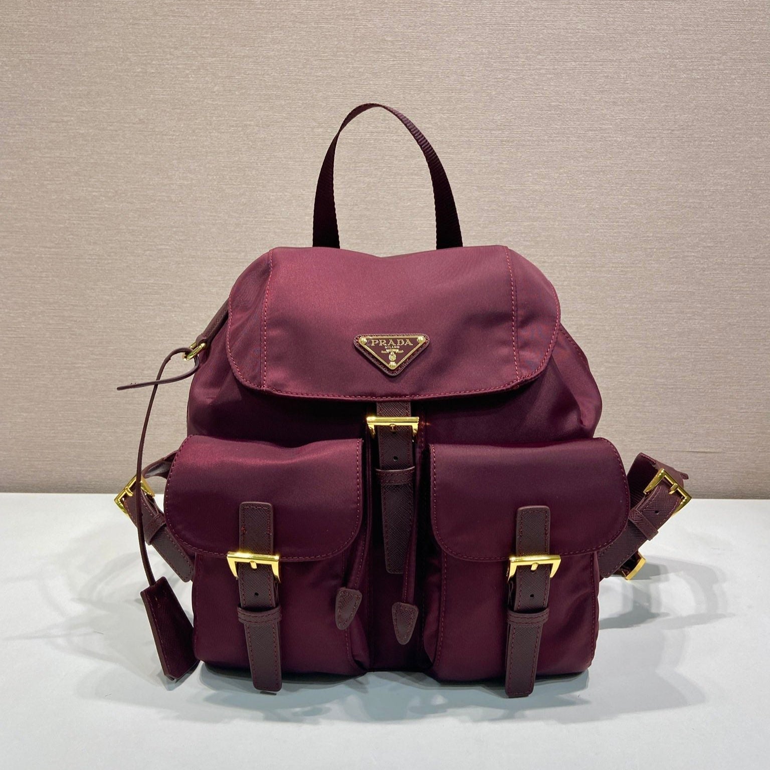 PRA backpack 28 burgundy nylon fabric gold hardware mysite