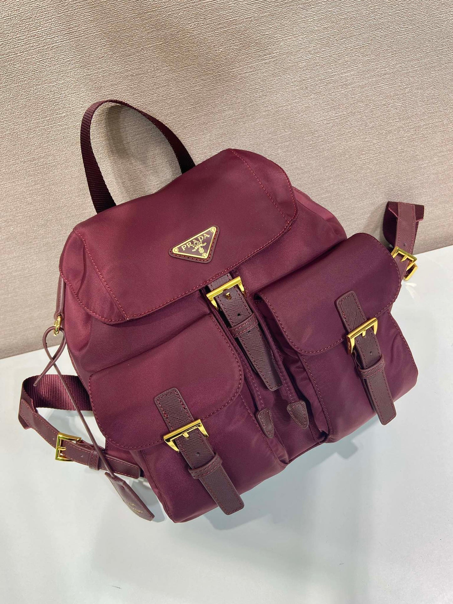 PRA backpack 28 burgundy nylon fabric gold hardware mysite