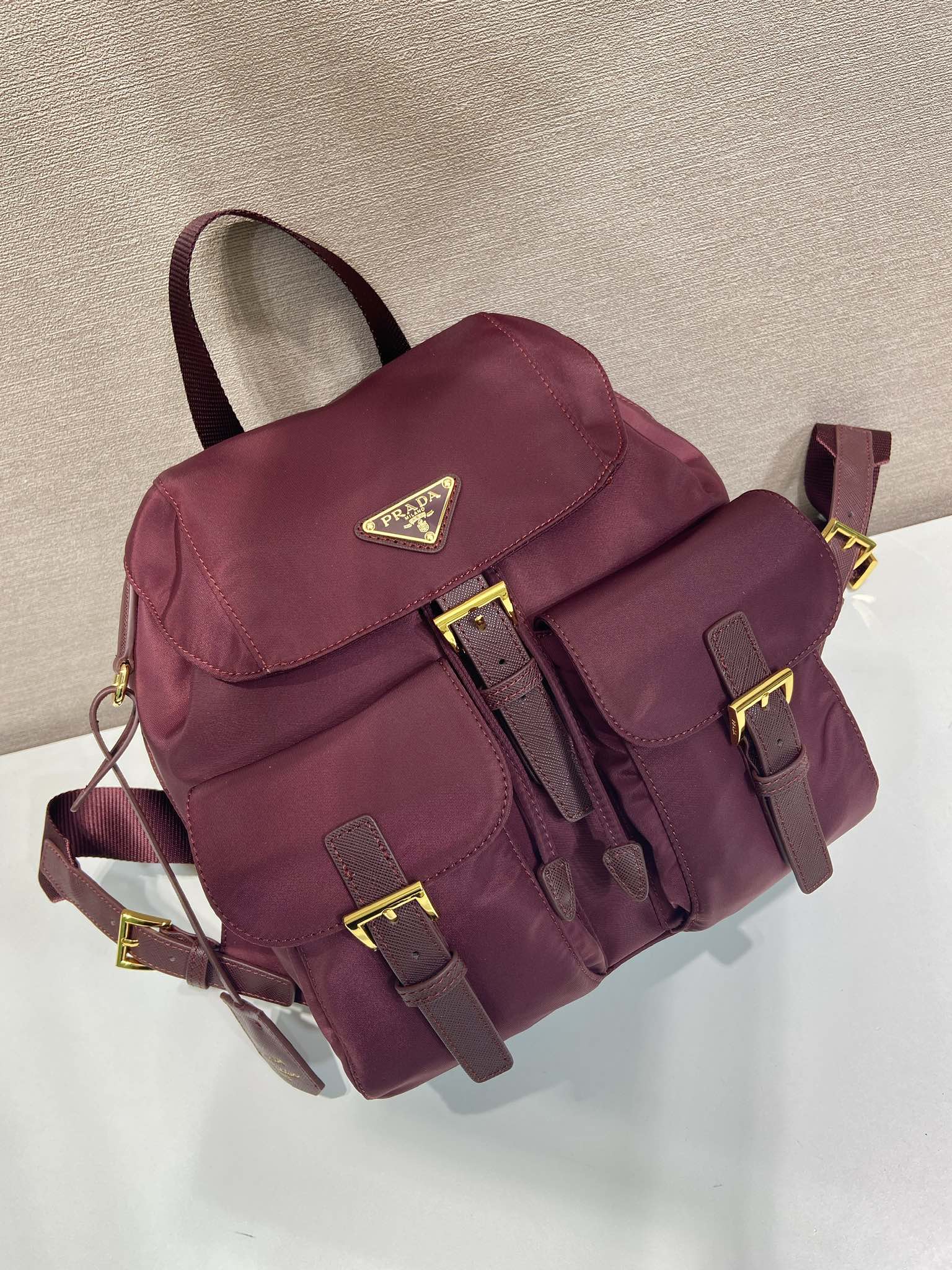 PRA backpack 28 burgundy nylon fabric gold hardware mysite