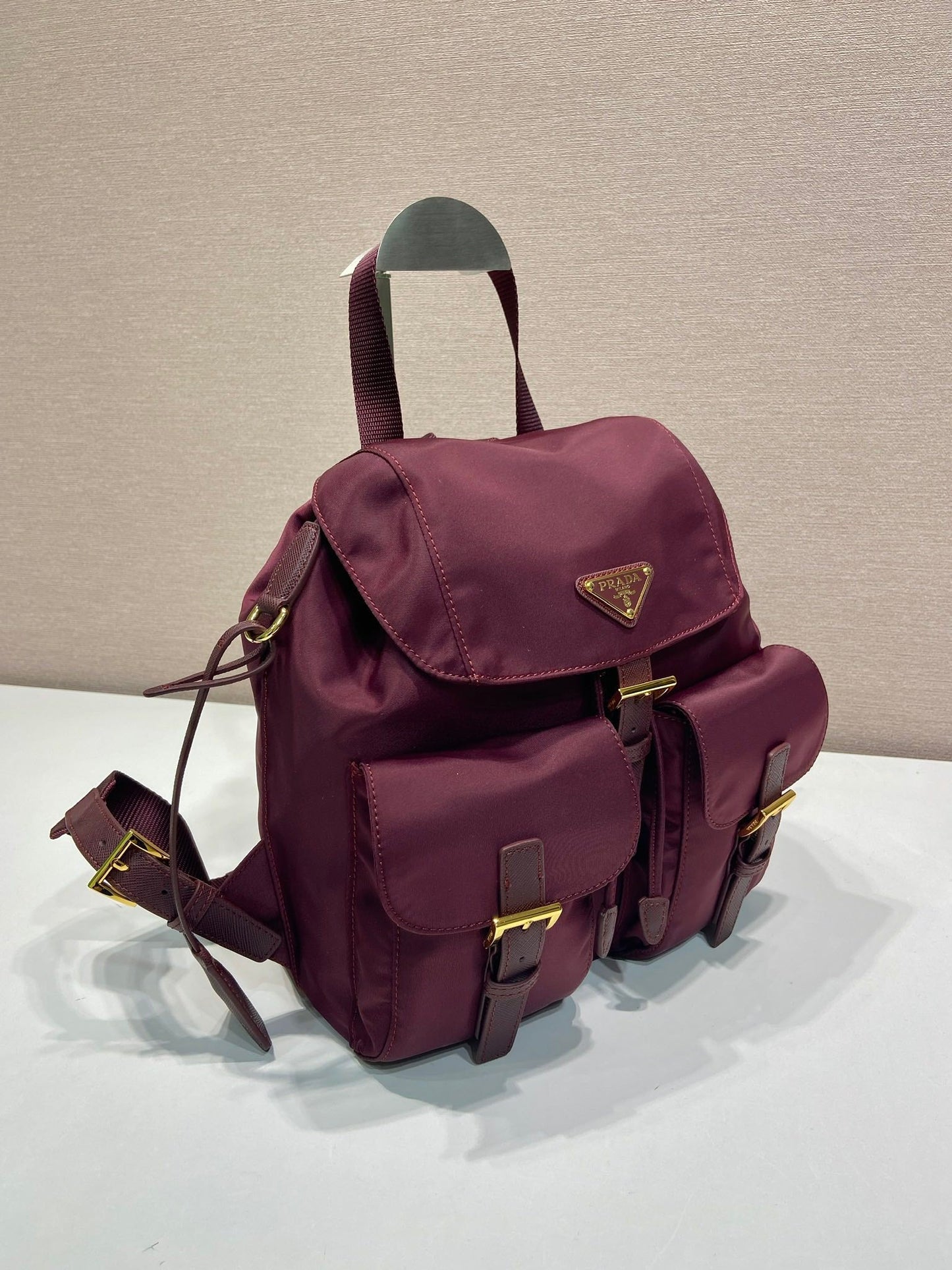 PRA backpack 28 burgundy nylon fabric gold hardware mysite
