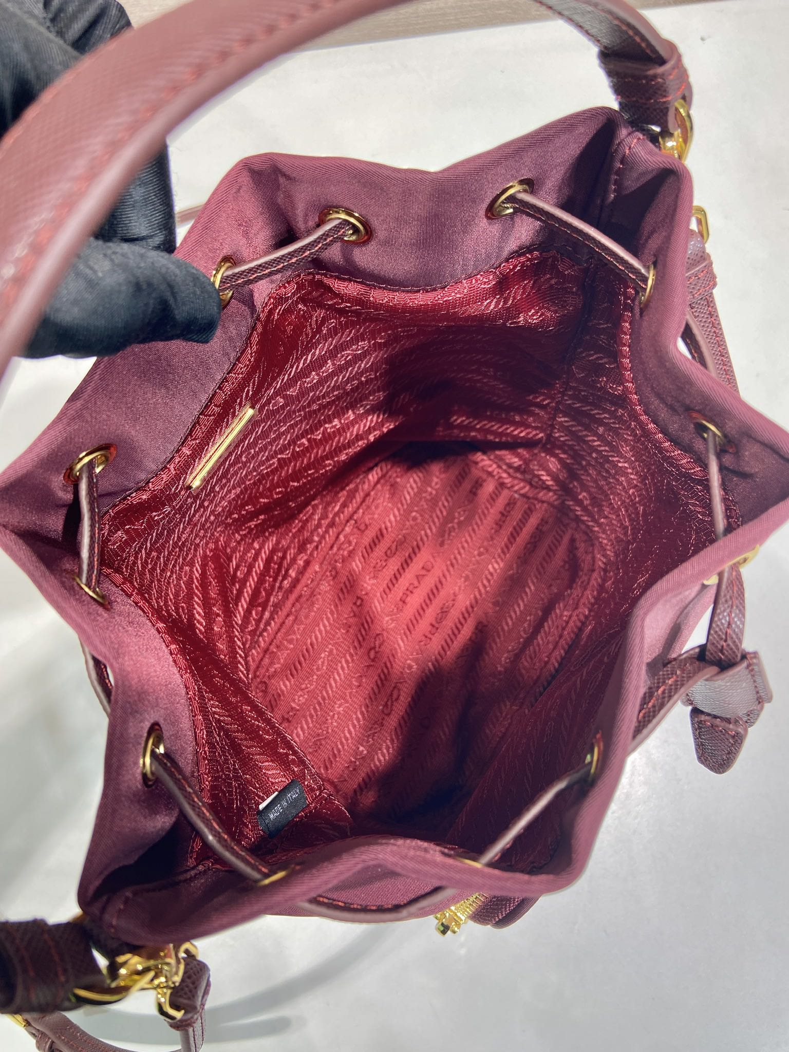 PRA bucket bag 23 burgundy nylon fabric 280826 mysite