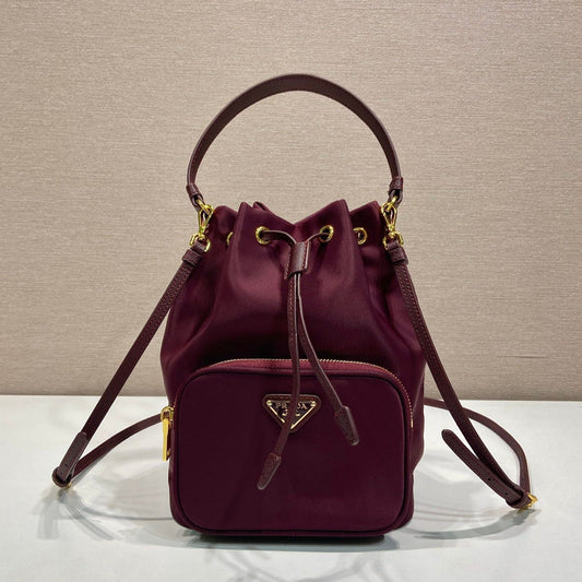 PRA bucket bag 23 burgundy nylon fabric 280826 mysite