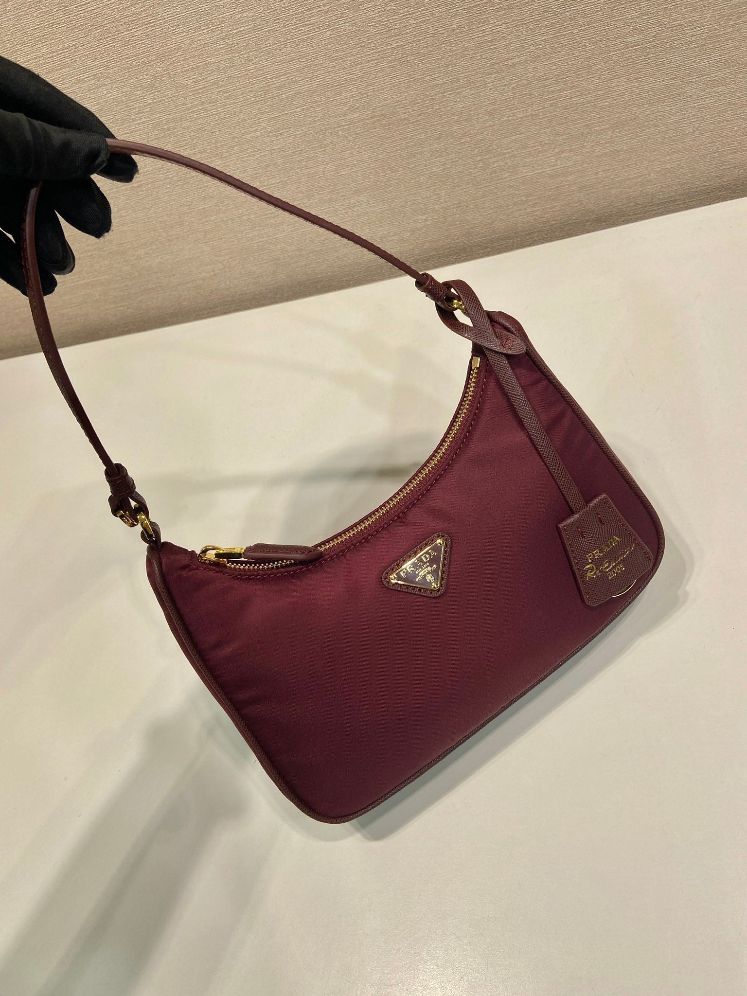 PRA Shoulder Bag 22 burgundy nylon fabric 280825 mysite