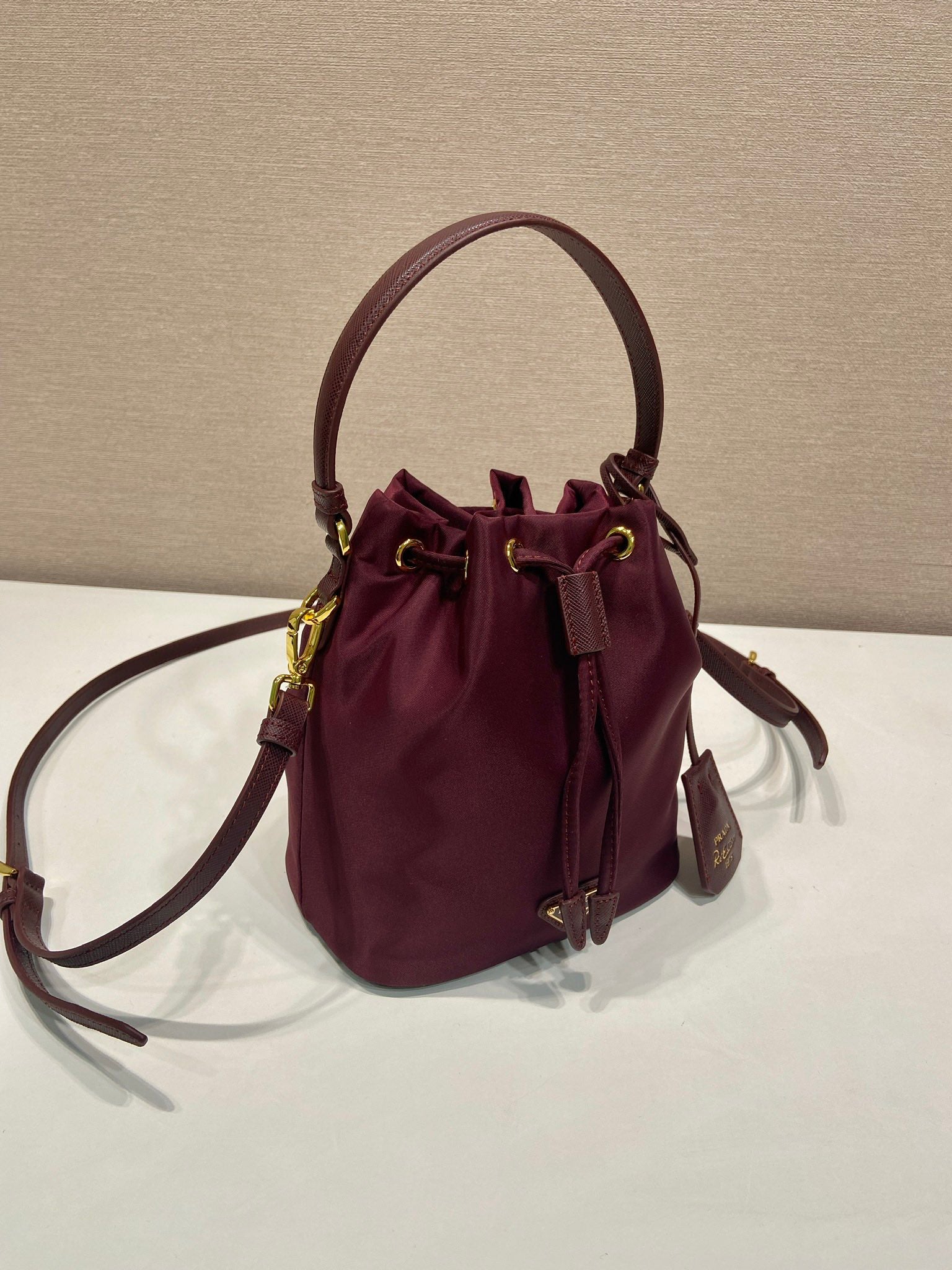 PRA bucket bag 19 burgundy nylon fabric 280831 mysite