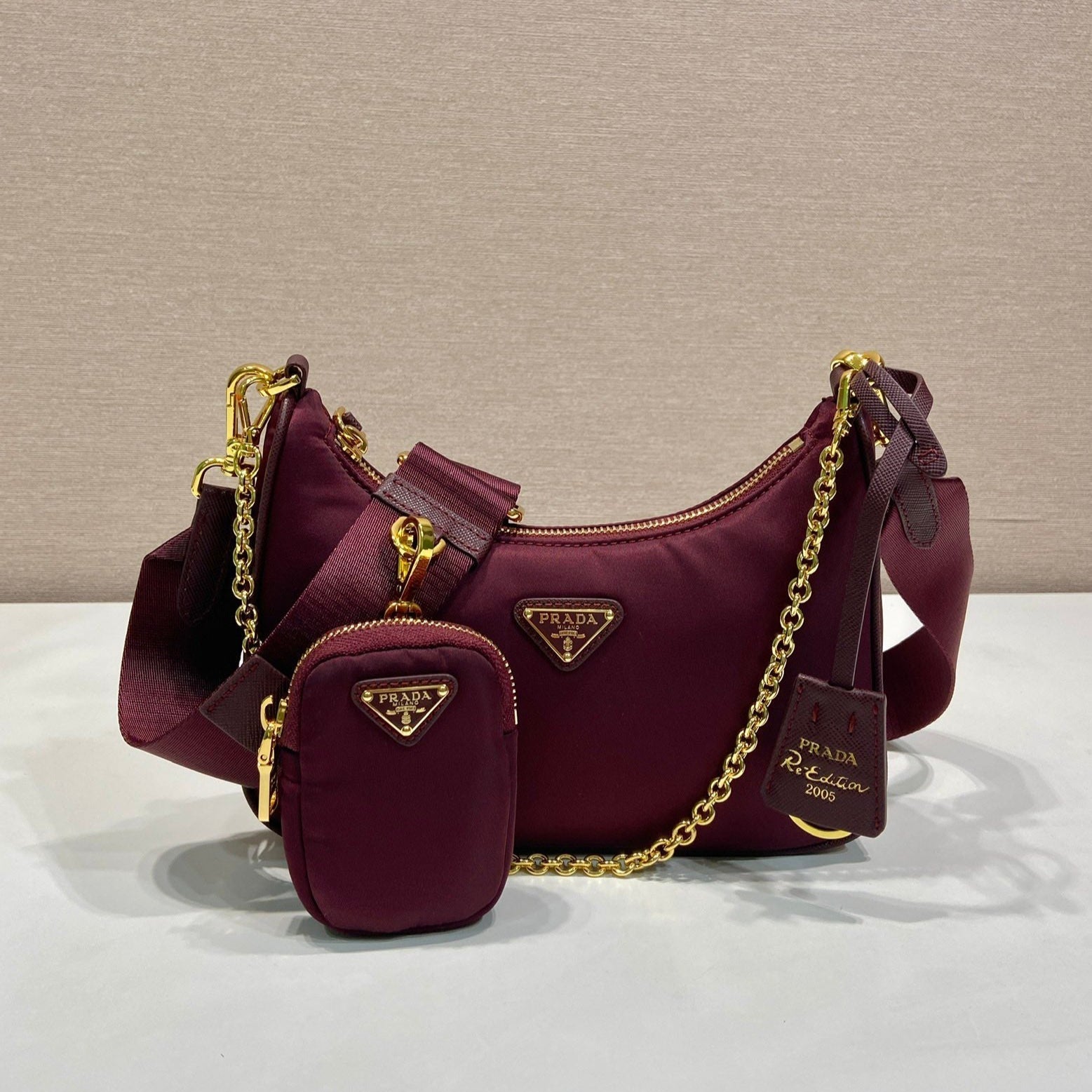 PRA Hobo Underarm Bag burgundy nylon fabric mysite