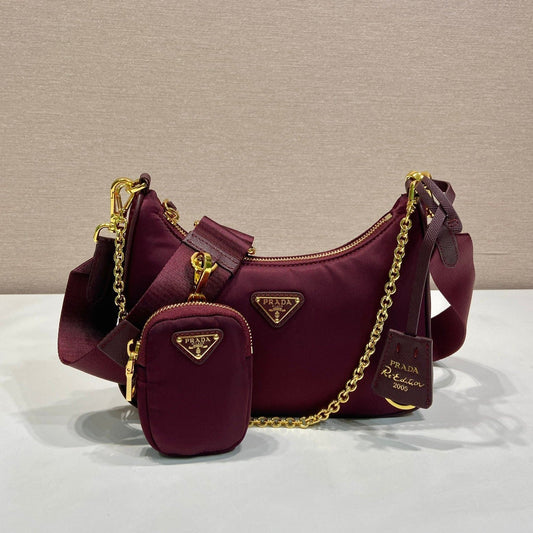 PRA Hobo Underarm Bag burgundy nylon fabric mysite