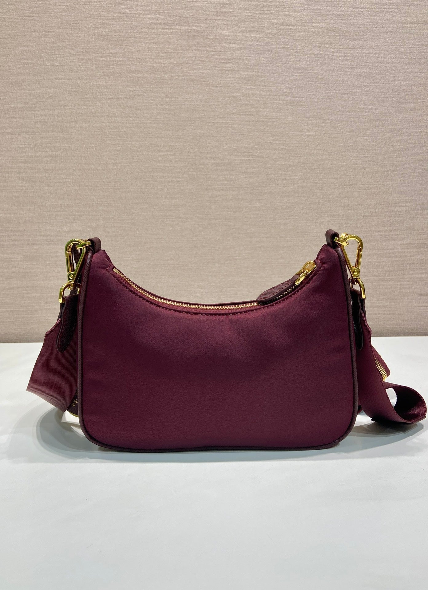 PRA Hobo Underarm Bag burgundy nylon fabric mysite