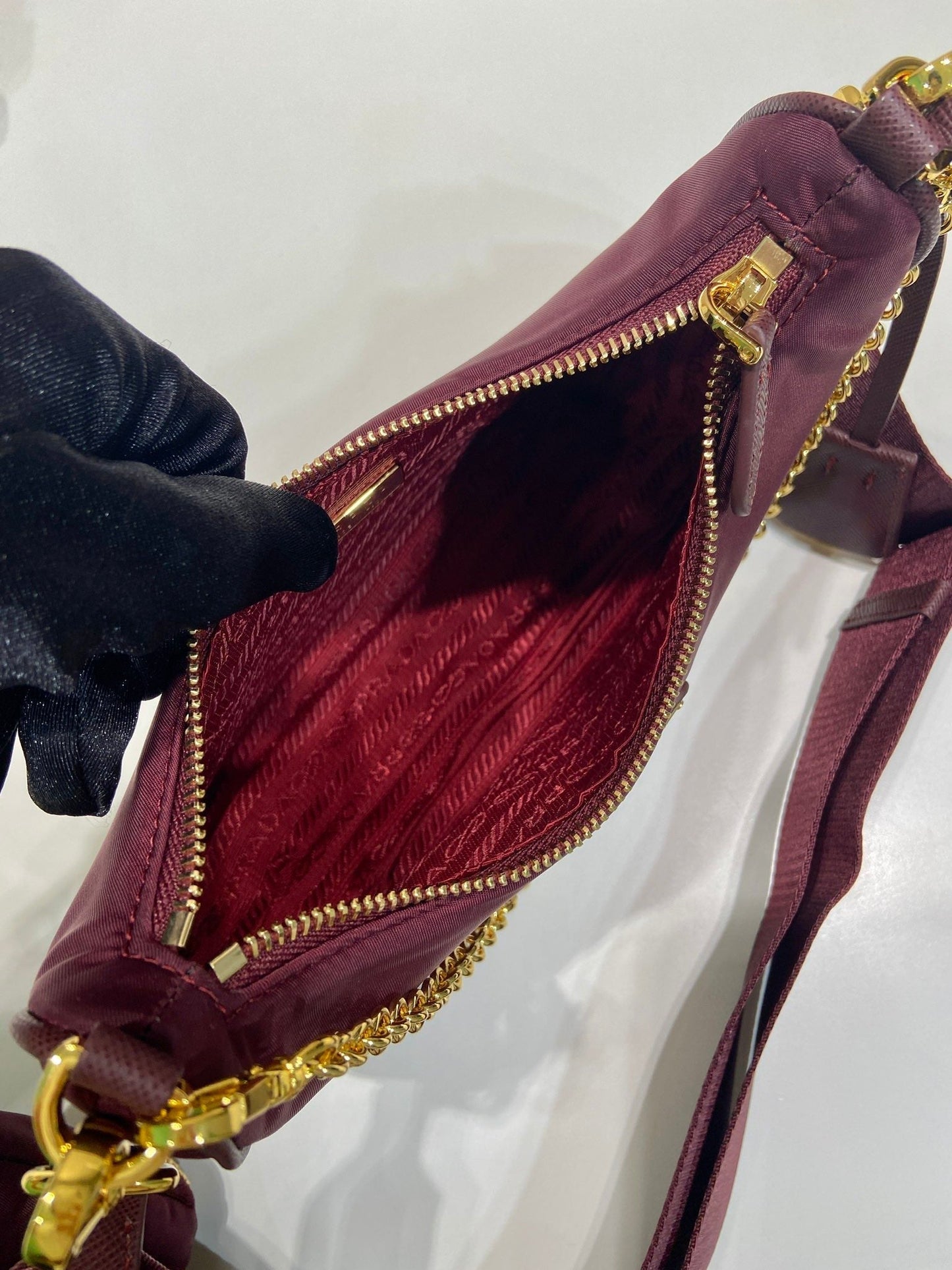 PRA Hobo Underarm Bag burgundy nylon fabric mysite