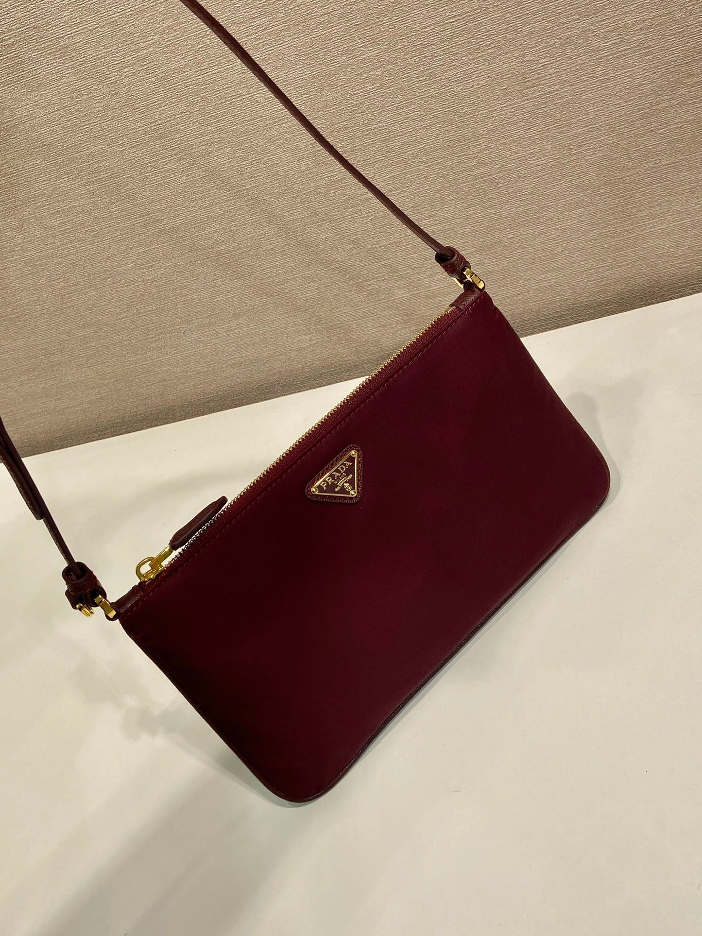 PRA vintage long shoulder bag burgundy nylon fabric mysite