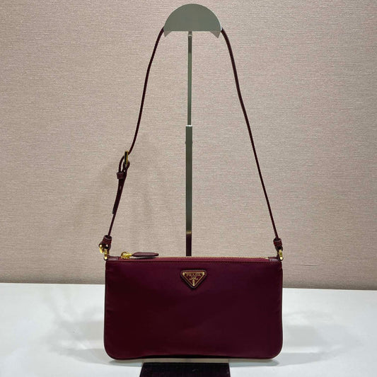 PRA vintage long shoulder bag burgundy nylon fabric mysite