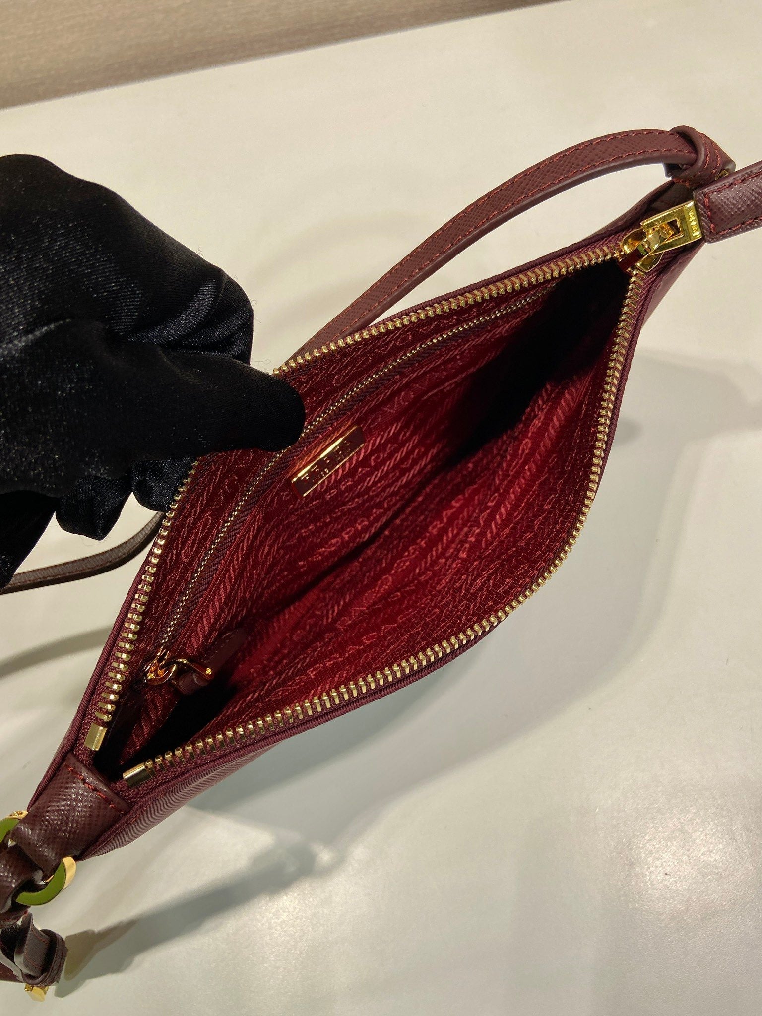 PRA vintage long shoulder bag burgundy nylon fabric mysite