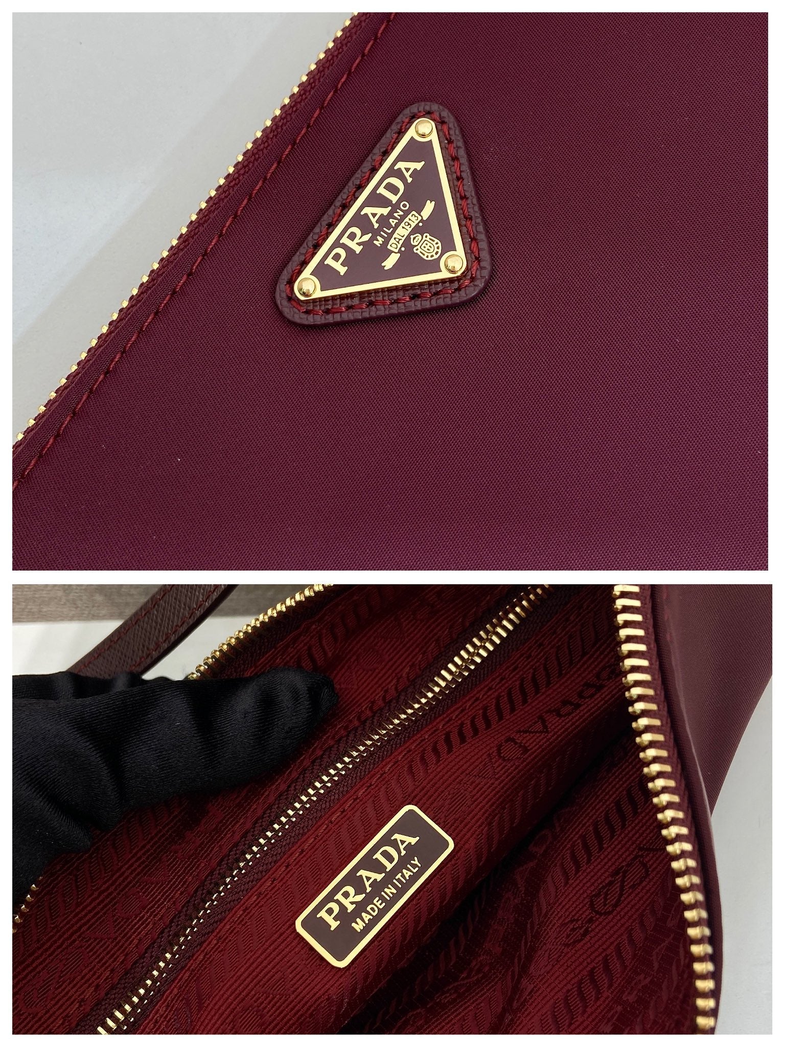 PRA vintage long shoulder bag burgundy nylon fabric mysite