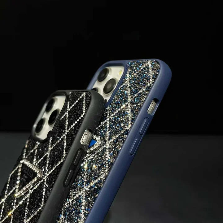 Prada Phone Case with Sparkling Rhinestones For iPhone 17/ 16 / 15 / 14s mysite
