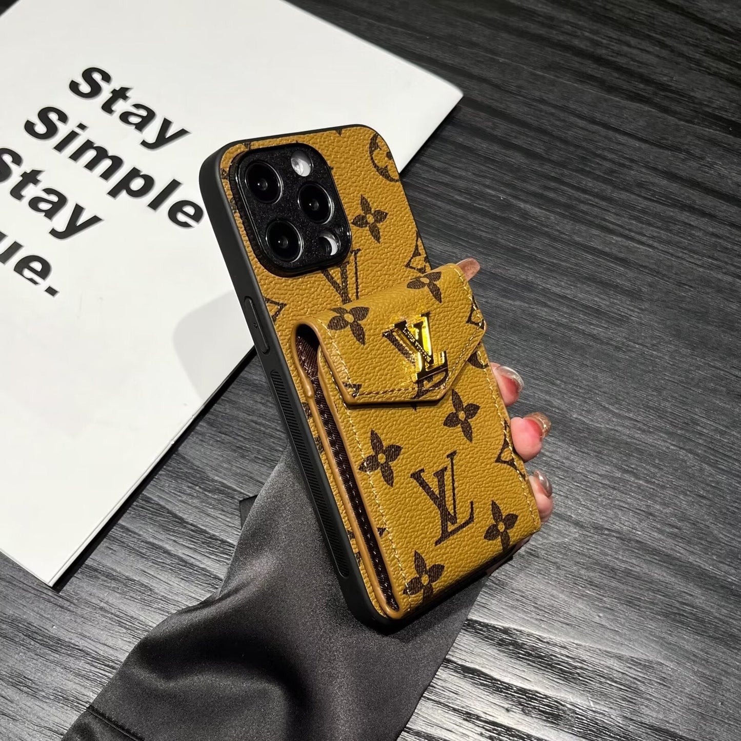 Luxury Card Holder Canvas Leather Apple iPhone Cases mysite